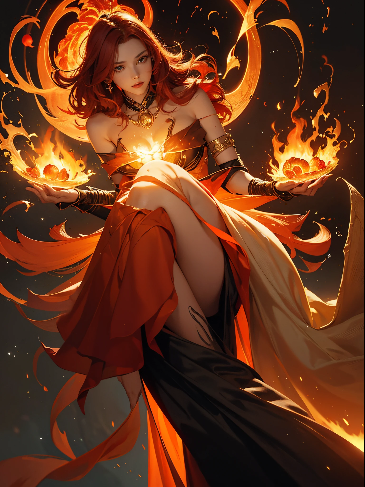 anime girl with a fireball in her hand, fire!! full body, fire mage, flame spell, female protagonist 👀 :8, made with anime painter studio, fire spell, she has fire powers, tiny firespitter, casting fire spell, anime style character, small loli girl, orange - haired anime boy, zerochan art, nude, seductive