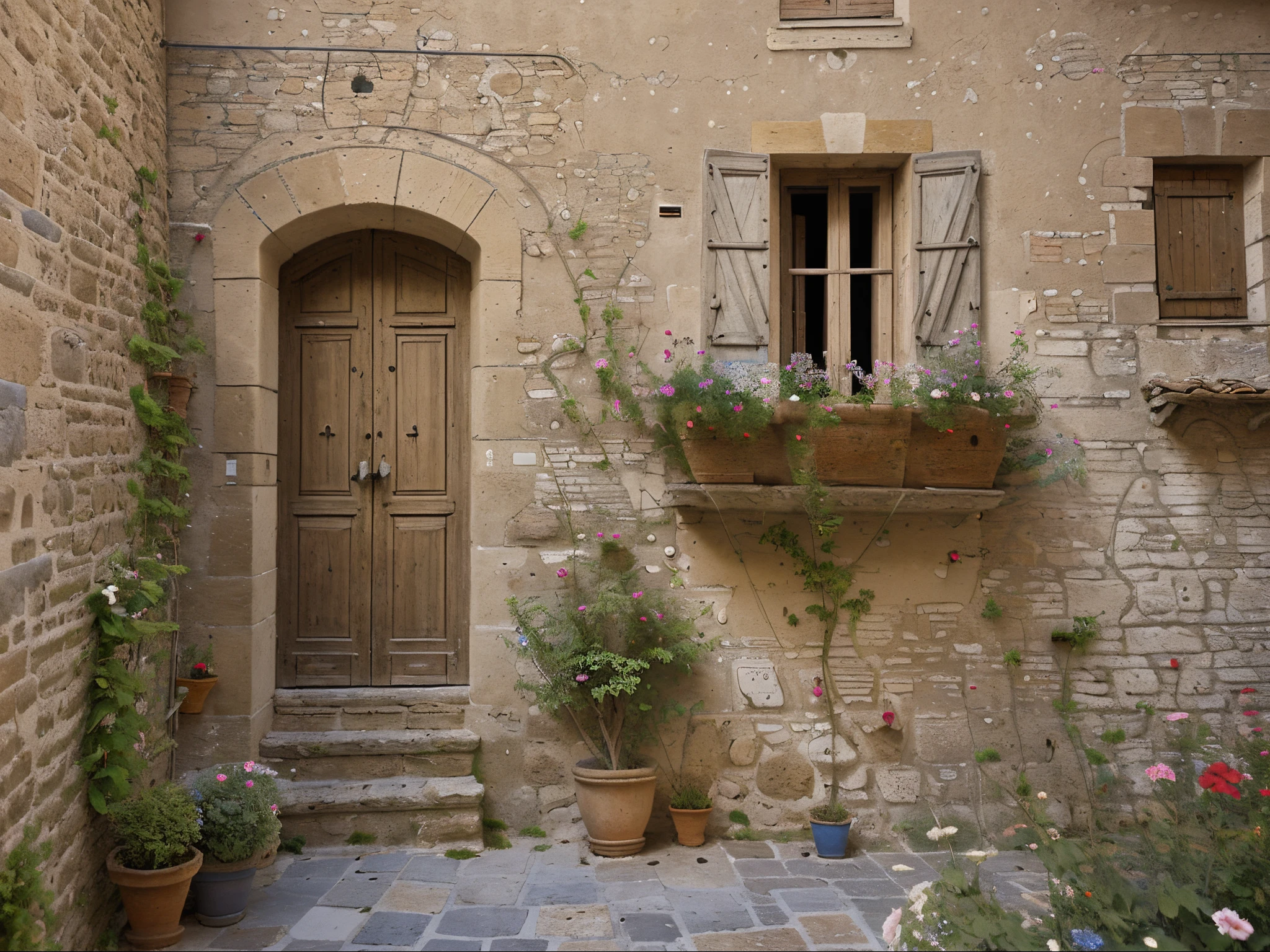 house, architecture, street, door, italy, old, building, village, town, europe, italian, stone, flower, travel, wall, tuscany, home, city, flowers, window, ancient, exterior, medieval, france, alley