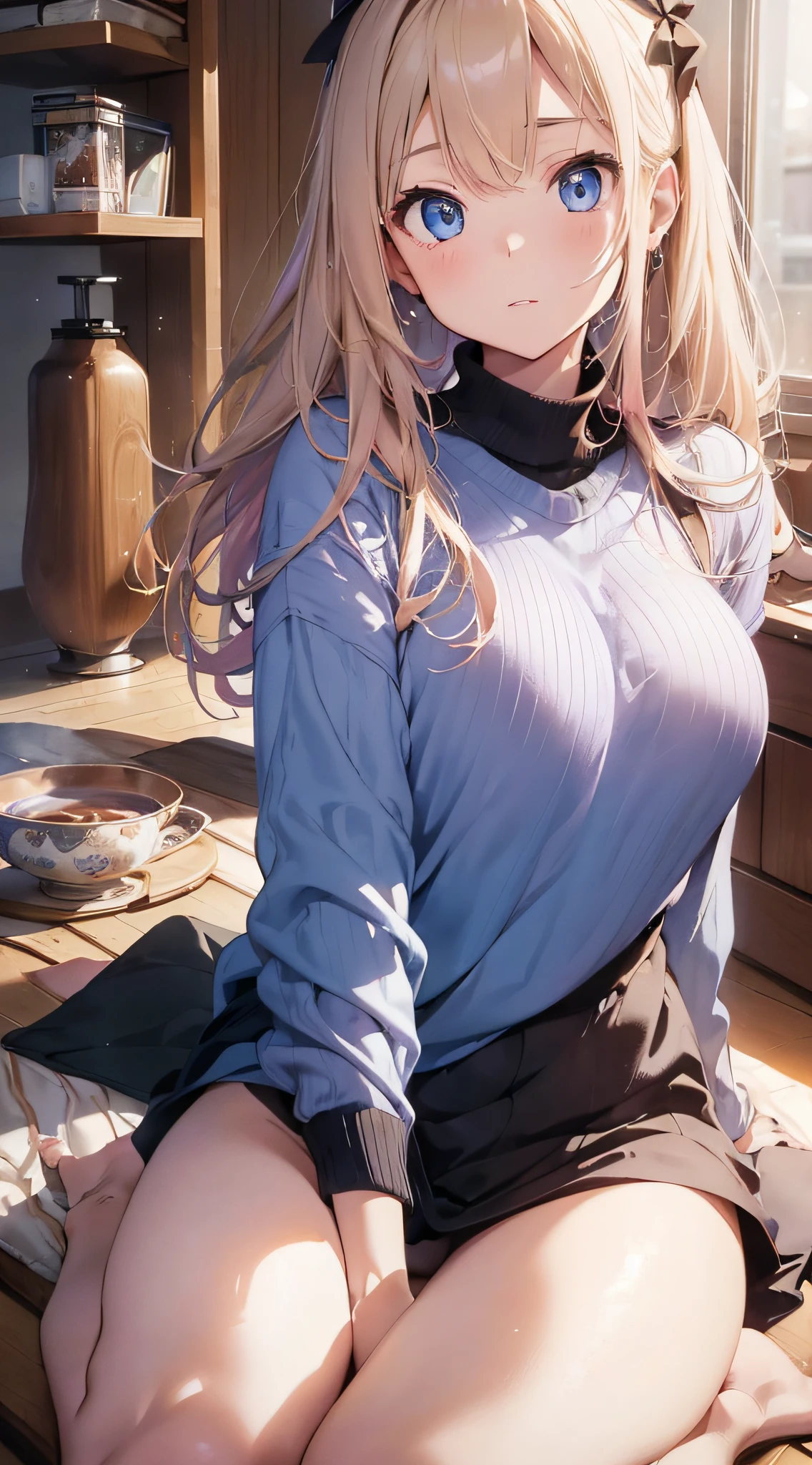 anime girl with long blonde hair sitting on a blanket, at a beach, at the beach, on a sunny beach, in the beach, seductive anime girl, blonde anime girl with long hair, on a beach, revealing clothes, trending on artstation pixiv, extremely detailed artgerm, beautiful alluring anime woman, from girls frontline