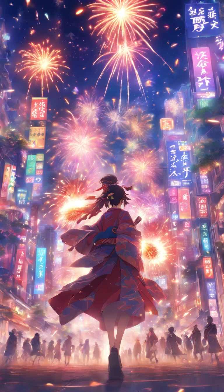 A large number of fireworks are set off in traditional Chinese metropolises。