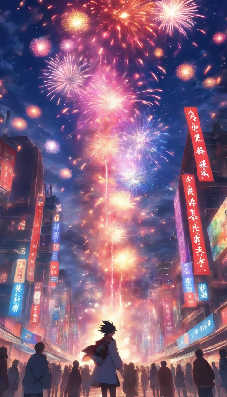 A large number of fireworks are set off in traditional Chinese metropolises。