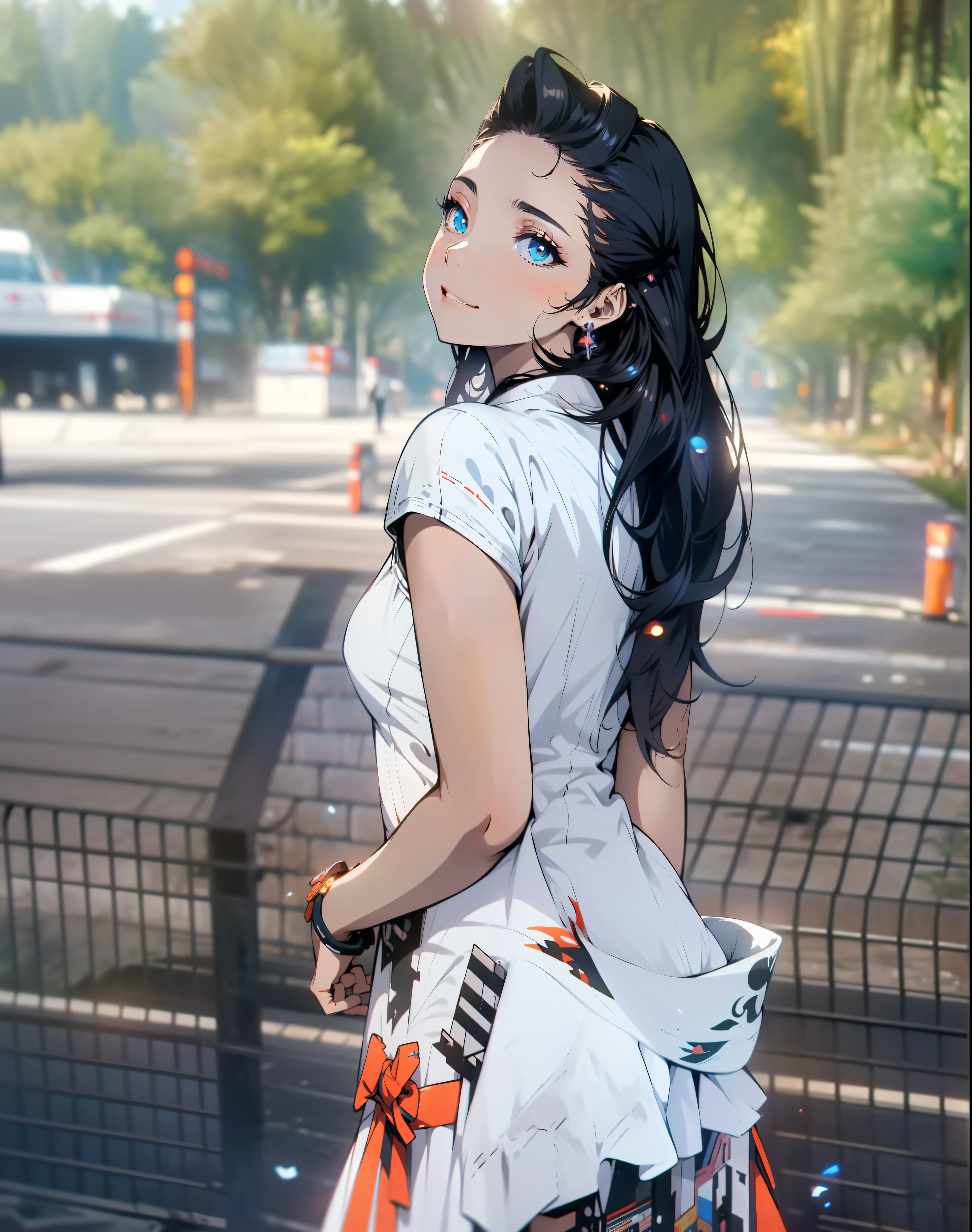 Yangyang from wuthering waves, 1woman, as an athlete, wearing a sport t-shirt and pants, at a playground, black colour hair style, 8k, high detailed, high quality