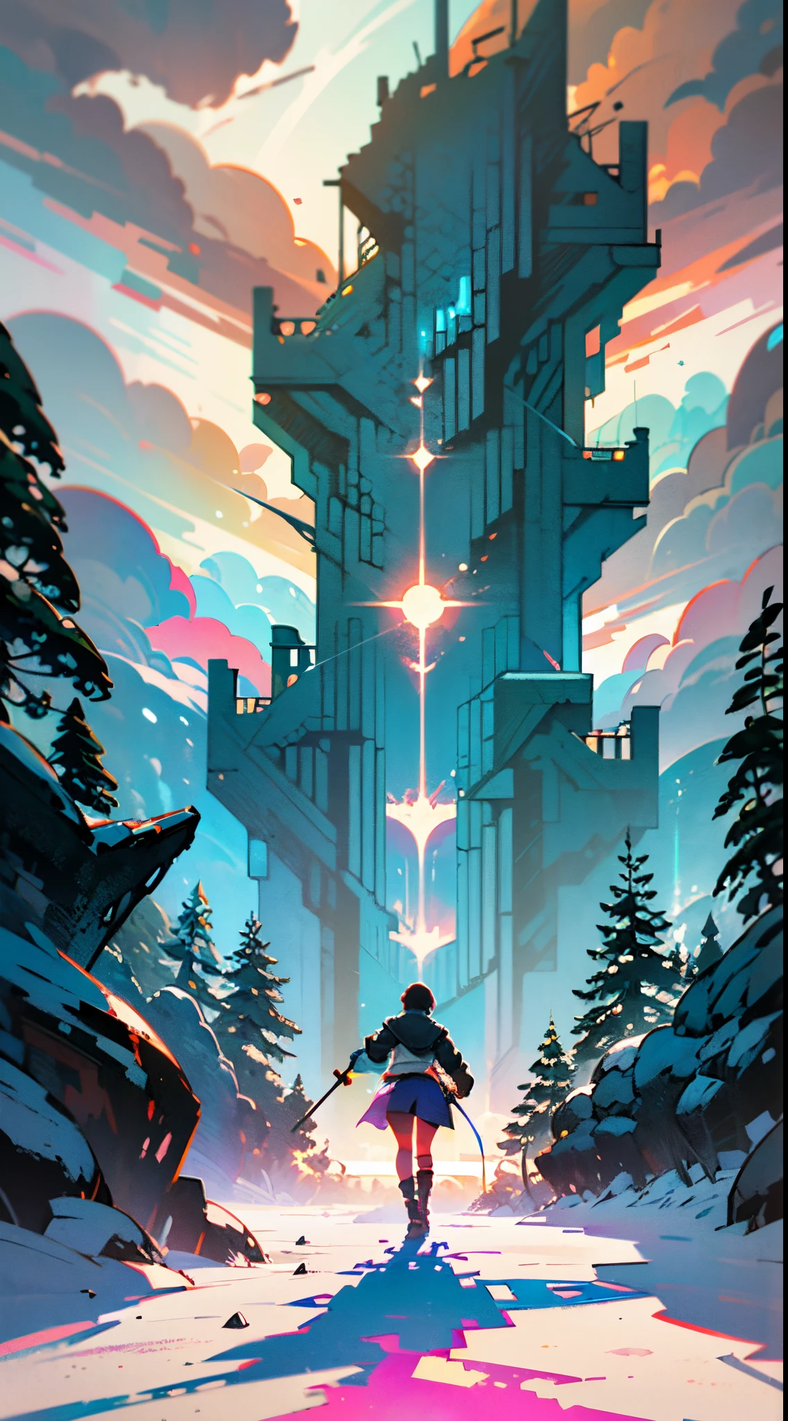 retro arcade style neon noir silhouette style outdoors, daysies, ​​clouds, Eau, The tree, No Man, scenecy, the sunset, crystallic, mont, fanciful, flod, borgar, pylons, The landscape, lake, Molten rock，play-doh style ，No Man，Permanent,,magia，wands，rendering，Splash ink，Fragmentation，Very cool，sense of layers，Oil painting feeling，a gorgeous，Premium，真实感，llight rays，dreamland，Fort William，Black Crow，an enchanted forest，background artwork, ross tran. scenery background, Beautiful 3D concept art, beatiful background, beautiful wallpaper, amazing wallpapers, 8K high quality detail art, Beautiful digital artwork, unreal engine fantasy art, arte de fundo, andreas rocha style, detailed fantasy digital art . sculpture, clay art, centered composition, Claymation . high contrast, minimalistic, black and white, stark, dramatic . cyberpunk, dark, rainy streets, neon signs, high contrast, low light, vibrant, highly detailed . 8-bit, pixelated, vibrant, classic video game, old school gaming, reminiscent of 80s and 90s arcade games