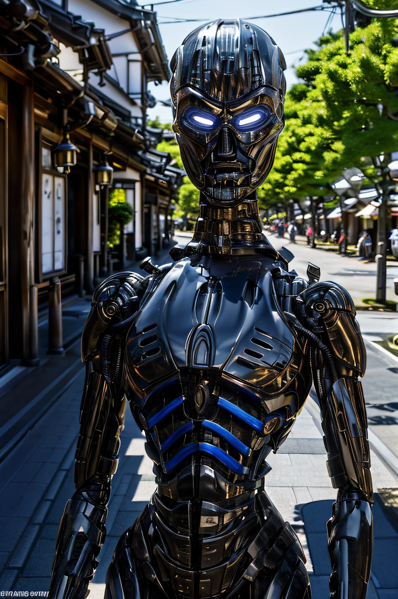 realistic lighting, T-X endoskeleton, (T-X in japan, japan street:1.1), daytime, ultra realistic, very high quality, endoskeleton, (T-X Endoskeleton:1.2), sunlight, detailed T-X, ultrarealistic T-X, photorealistic, (deep focus:1.0), very detailed, sharp details, detailed environment, ultra HD, 8K