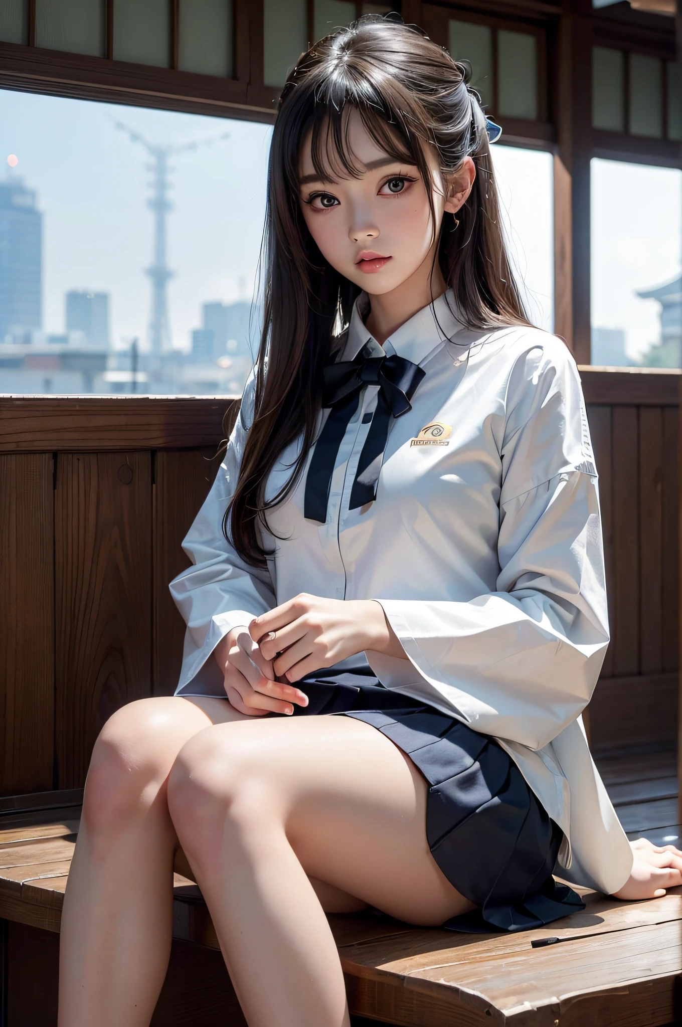 (Raw photo:1.2), (Photottorial,:1.4), a beautiful detailed girl, extremely detailed eye and face, beatiful detailed eyes, Ridiculous, unbelievable Ridiculous, huge filesize, ultra-detailliert, hight resolution, ighly detailed, best qualtiy, masuter piece, , Kemomimi, ((Japan Girls' High School Uniform)),, ighly detailed, UHQ, unification, 8k wallpaper, magnifica, finely detail, masuter piece,, best qualtiy, Highly detailed UHQ uniform 8k wallpaper, Light on the face、电影灯光、 girl、((dynamicposes))、(half)、(panthyhose、、、、)、(Sit on your legs with your knees bent))、shorth hair、long neck、Put your ears out、bangss、big eye、Lashes、cute little、a very cute
