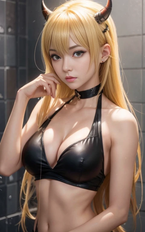 real Life adaption of this character,her name is Ts kiyara from anime ,hyper realistic , short hair, very realistic detailed hair, high resolution, photorealistic,very detailed,very realistic outfit, Japanese face,detailed shining eyes, calm expression,realism,