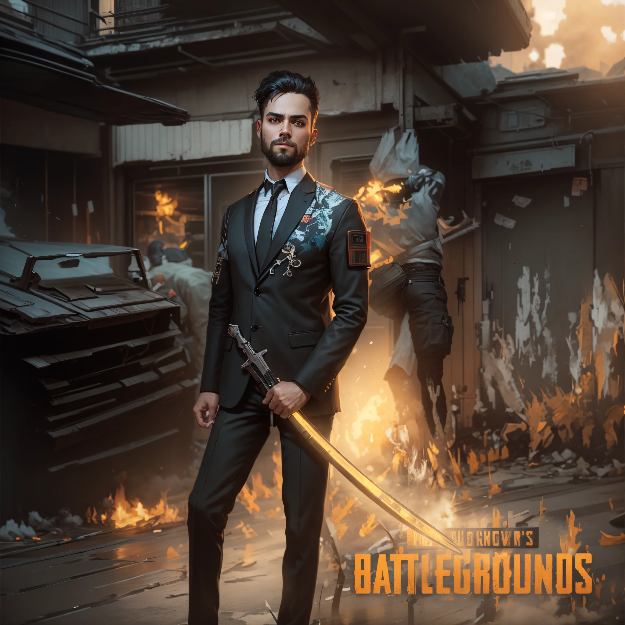 Bast quality realistic background cyberpunk handsome boy Pubg background
