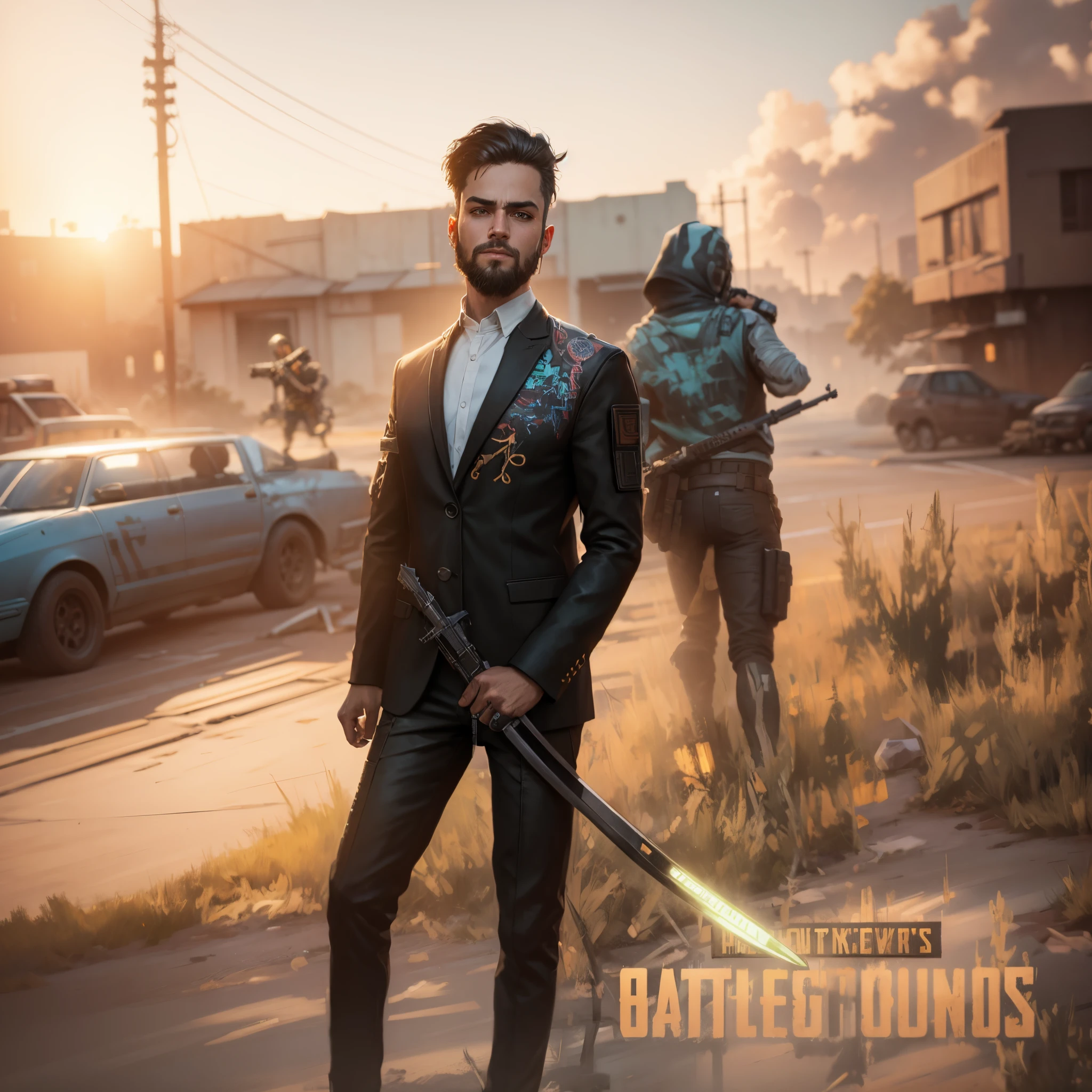 Bast quality realistic background cyberpunk handsome boy Pubg background soft lite