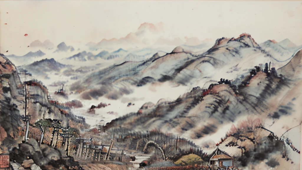 ink and watercolor painting， mountain water，China-style，ellegance、8k，k hd