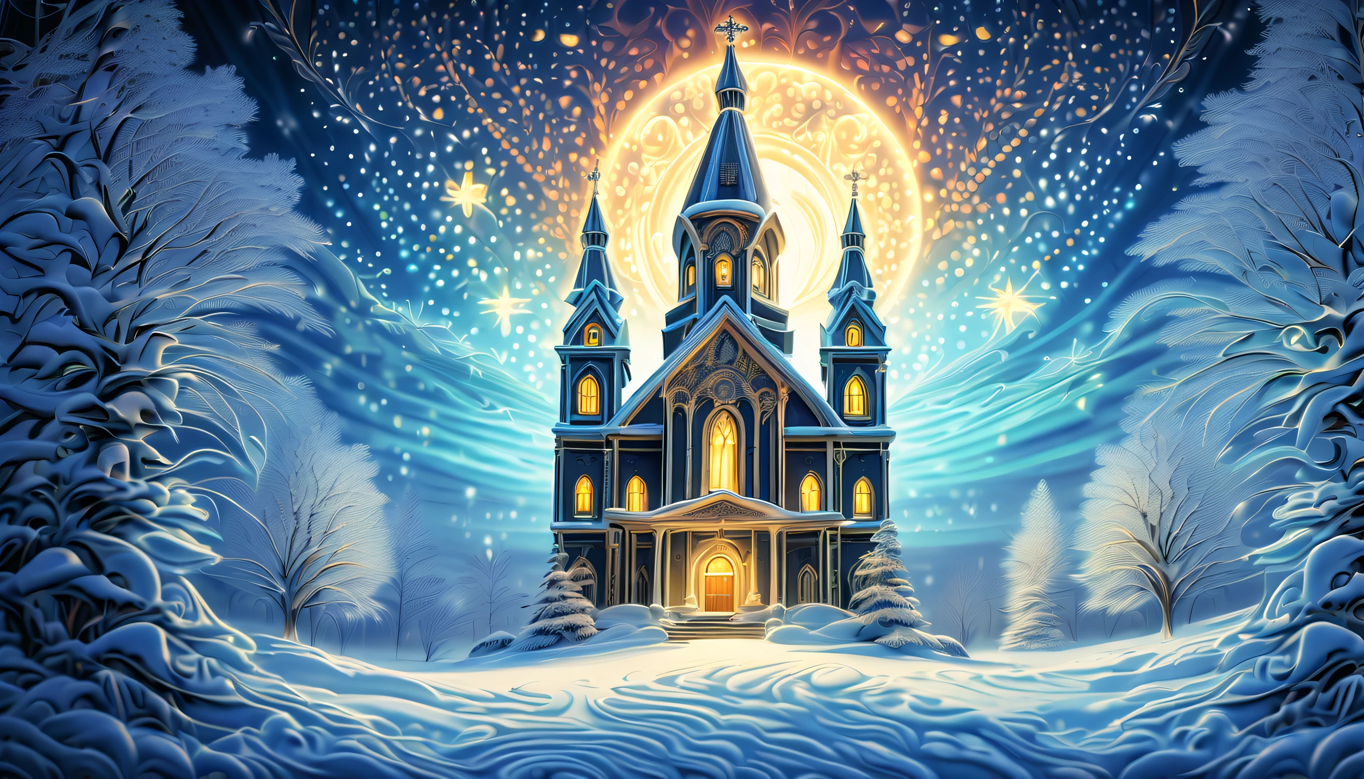 (((mythical fantasies with inside intricate detail justice snowman illustration:1.4))), ((stunning ice smoke glow:1.1)), snow wish, (((and epic composition architecture church background:1.3))), (fairy tale:1.1), (((fiber optic light painting of intricate insane details:1.3))), rich colored, high contrast, hazy glow black sun, power and beauty stroke, just wonderful, which is quite fantastic, very nice, glittering snow dust, field of glowing stars, (((radiosity rendered in stunning 32k resolution:1.3))), (((highest quality:1.4))), highly quality, extremely incredibly detailed, intricate insane details,