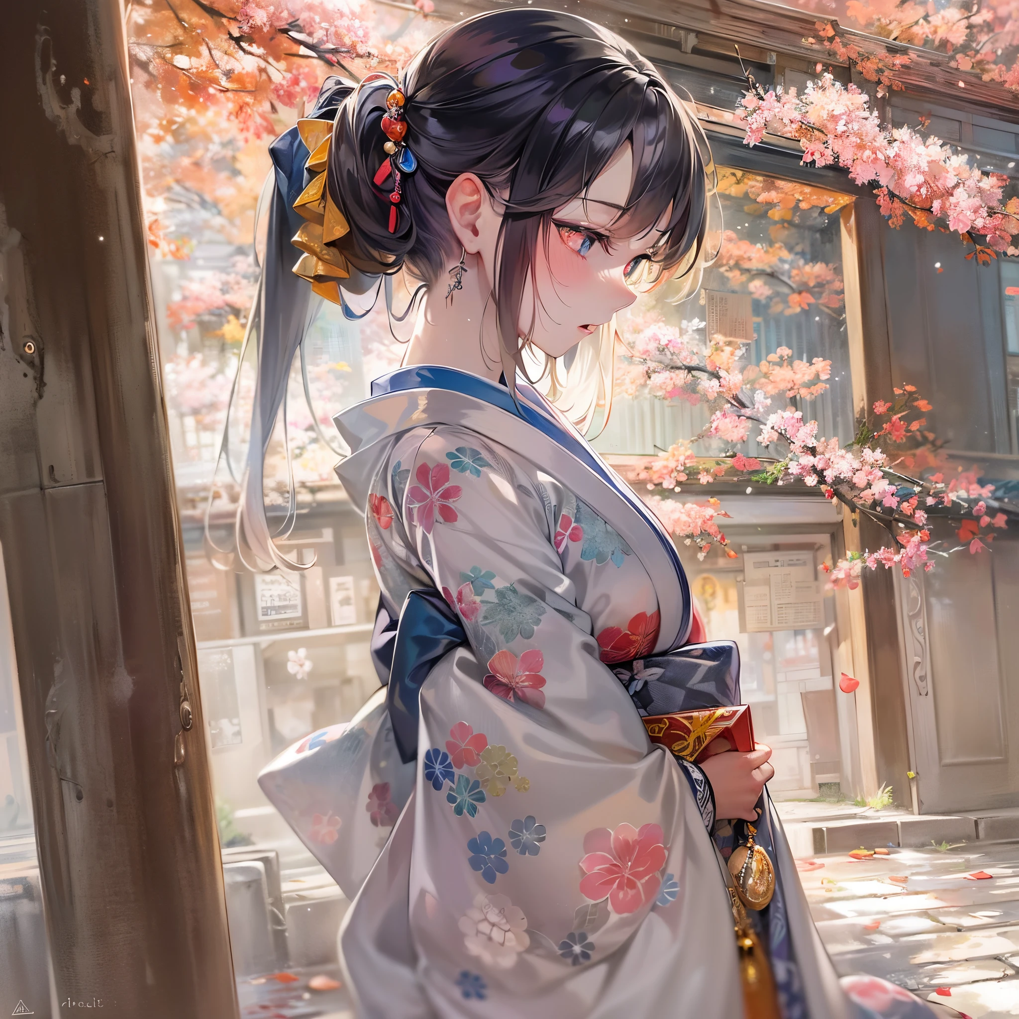 multi-section club(Finest quality)),(超A high resolution),(ultra-detailliert),(Meticulous portrayal),((best pictures)),(Finest works of art),Ultra-Precision Art,The art of astounding depiction, (1人の女性:1.5),Zashiki Warashi:1.3,Harmony:1.5.Soft sunlight:1.3, Porch of Japan house