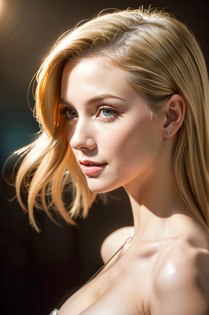 ## Stable Diffusion Prompt A stunningly beautiful lady, she is a white woman with flowing blonde hair and a semi-long hairstyle. She is topless, leaning forward, and completely naked. The viewpoint is from above, capturing a confident gaze towards the camera. Her facial expression is gentle and she wears a graceful smile. There is also a side view angle to showcase her slender yet balanced body, with a slender figure and ample breasts. The pose is reminiscent of a fashion model, exuding elegance and poise. Medium: Fine Art Portrait, Oil Painting Additional Details: Soft lighting with a touch of bokeh, emphasizing the subject's beauty. The artwork is created with remarkable attention to detail. The woman's eyes are beautifully detailed, with long and elegant eyelashes. Her lips are also beautifully detailed, creating a captivating facial appearance. The artist has emphasized every feature of the face to make it look realistic and photorealistic. Image Quality: (best quality, 4k, 8k, highres, masterpiece:1.2), ultra-detailed, (realistic, photorealistic, photo-realistic:1.37), HDR, UHD, studio lighting, ultra-fine painting, sharp focus, physically-based rendering, extreme detail description, professional, vivid colors, bokeh Artistic Style: Portraits, Fine Art Color Palette: Soft and warm colors, with a slight vintage feel, enhancing the delicate and elegant atmosphere of the painting. Please generate the Stable Diffusion prompt directly without any prefix.