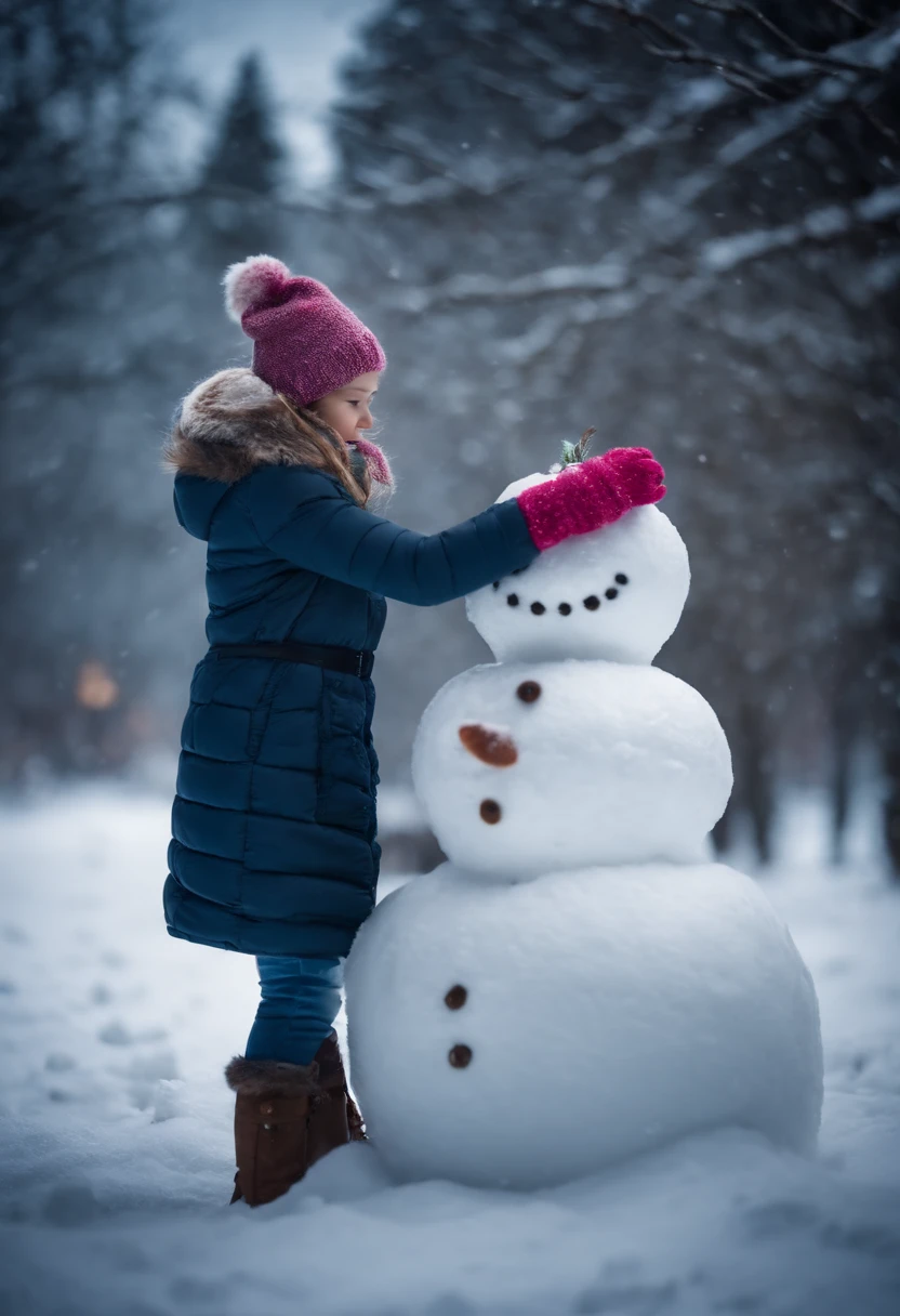 girl make Snowman