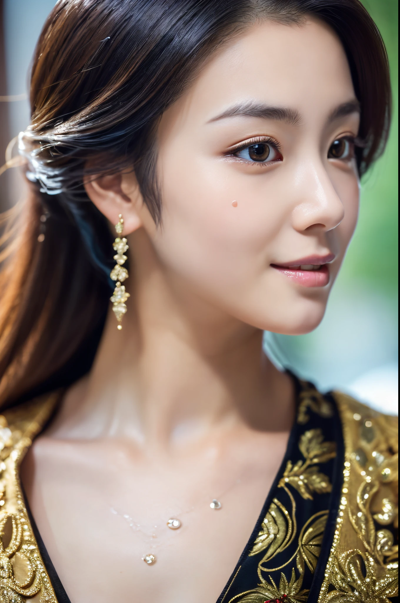 (masutepiece:1.3), (8K, Photorealistic, Raw photo, ｟Idol's１８Year old woman｠Best Quality: 1.4), Japanese, (1girl in), Beautiful face, (Realistic face), (Black hair), Beautiful hairstyle, Realistic eyes, Beautiful detailed eyes, (Realistic skin), Beautiful skin, Attractive, 超A high resolution, A hyper-realistic, Highly detailed,  (3 Gills:1.5), (Sony Alpha 1, 50.1 megapixel full-frame CMOS sensor, 8K video recording function), (telephoto lens), (Realistic),(8K, 超A high resolution, Best Quality, masutepiece:1.2),Ultra-detailed,beautifull detailed face, FULL ANATOMY,(Beautiful detailed eyes:1.3),Smile,extremely delicate and beautiful, Extremely detailed, nffsw, Unity, 8K Wallpaper, amazing, finely detail, Ultra-detailed, High resolution, Extremely detailed, extremely detailed eye and face,Wet, [Ponytail]