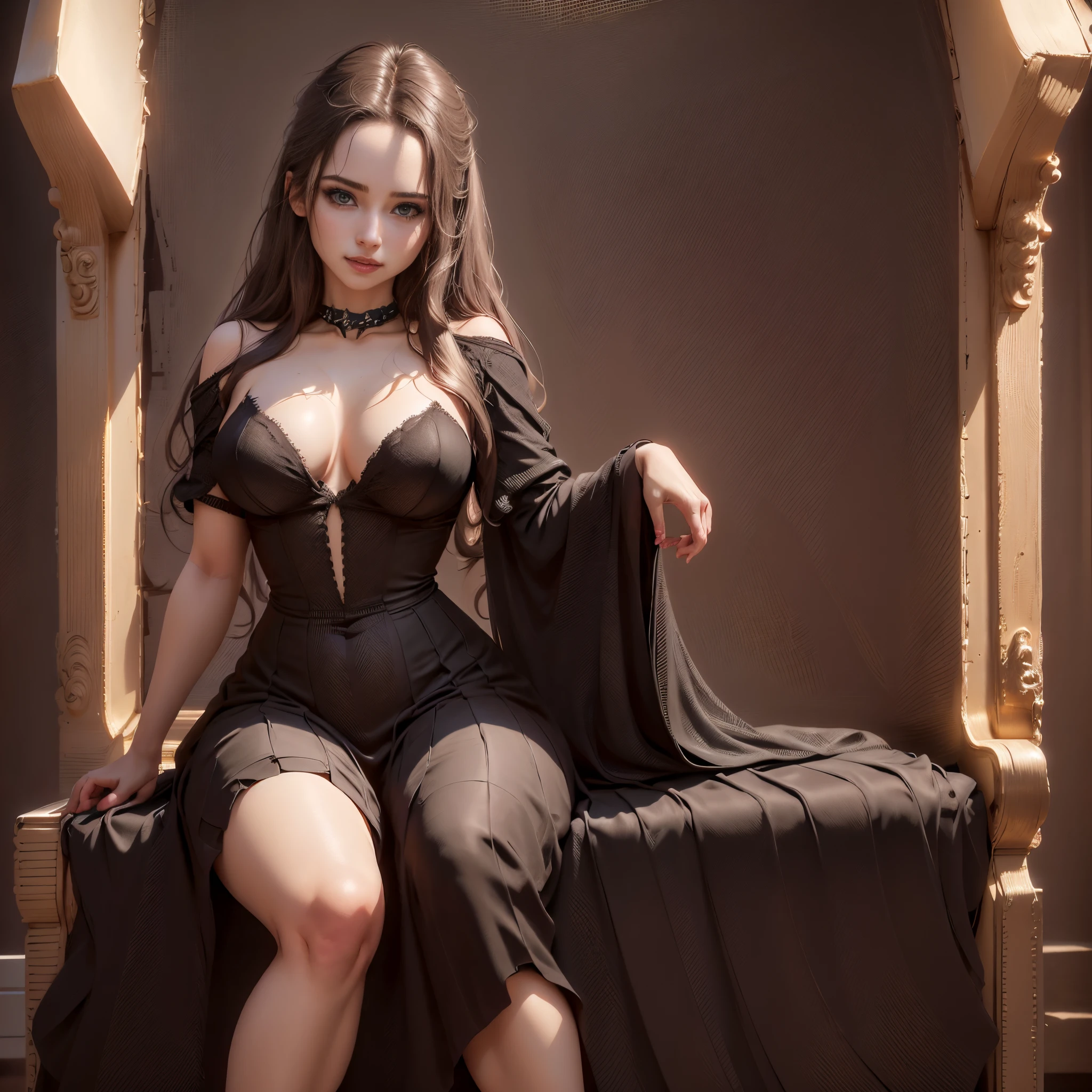 enjinight, black evening dress, professional photoshoot, sitting on couch, (8k, RAW photo, best quality, masterpiece:1.2),ultra-detailed, (high detailed skin:1.2), 8k uhd, dslr, soft lighting, high quality,