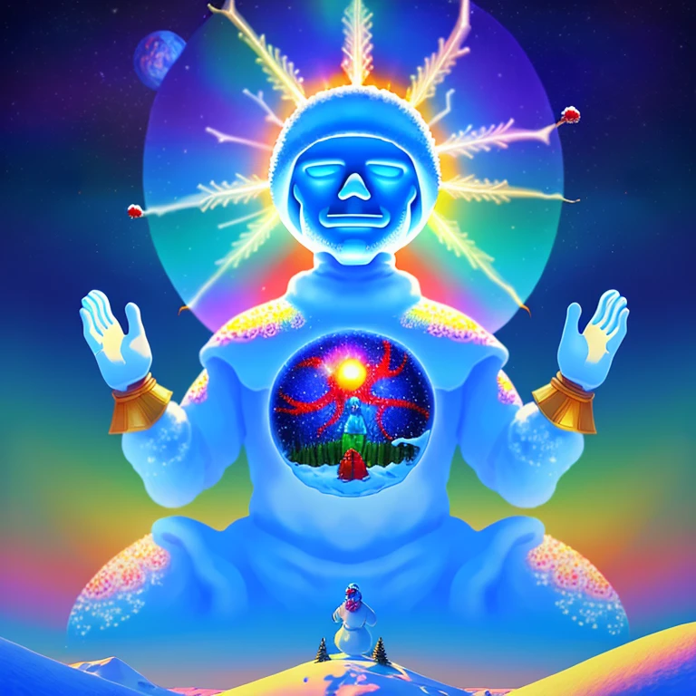 the God said "let there be snow man", surreal art, psychedelic art, high resolution