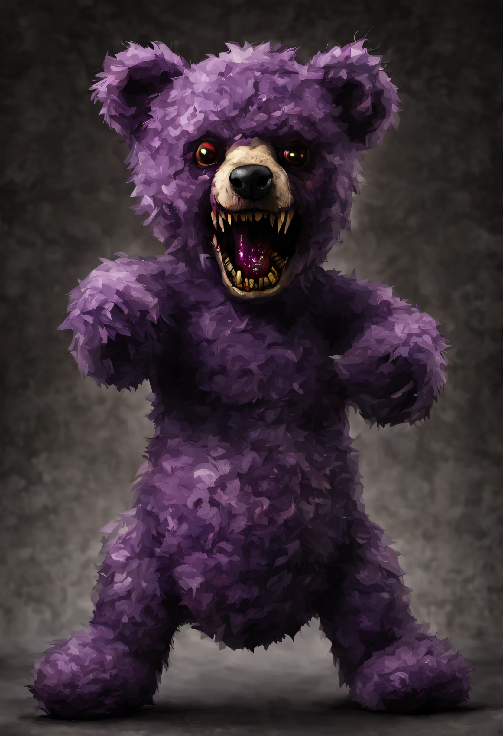 Best quality, ultra-high resolution, (photorealism: 1.4), no people, Complex_LA style, disgusting body horror zombie labradoodle, feraligatra, wide eyes, amber eyes, french purple blood, drool from the mouth, drool on the ground, library, depth of field, high resolution, detailed, intricate