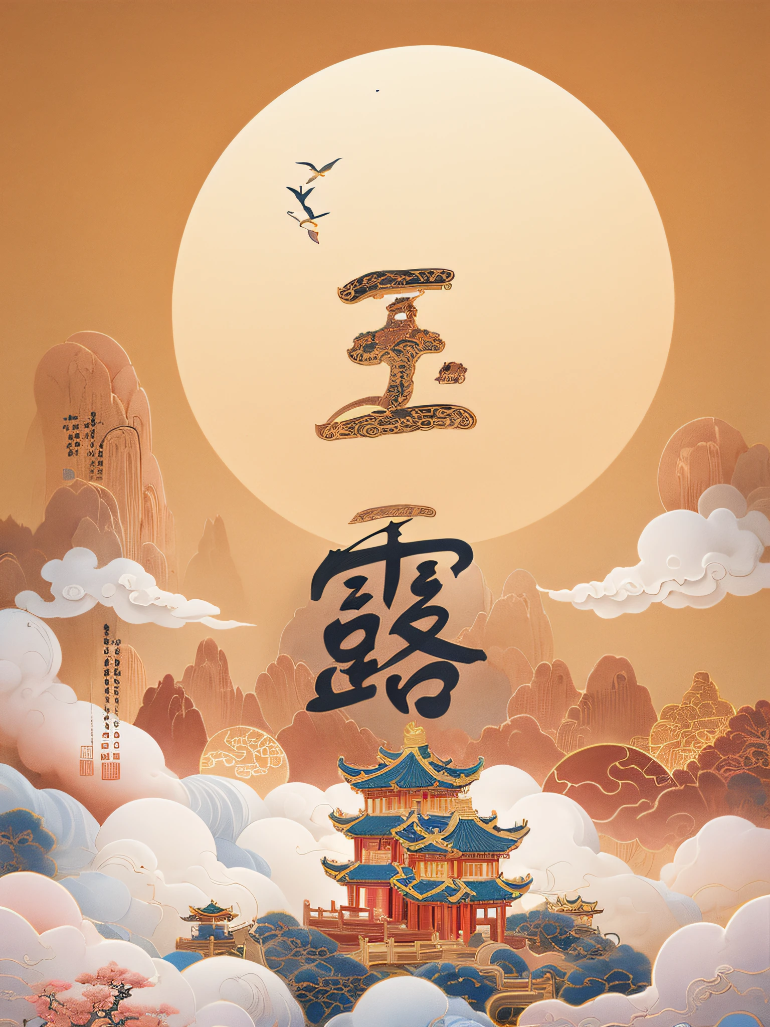 NOhumans, moon full，sweet osmanthus，change，lanterns，palaces，​​clouds, Chinese, tmasterpiece,Super refined,solid,super rich,ultra - detailed,32K