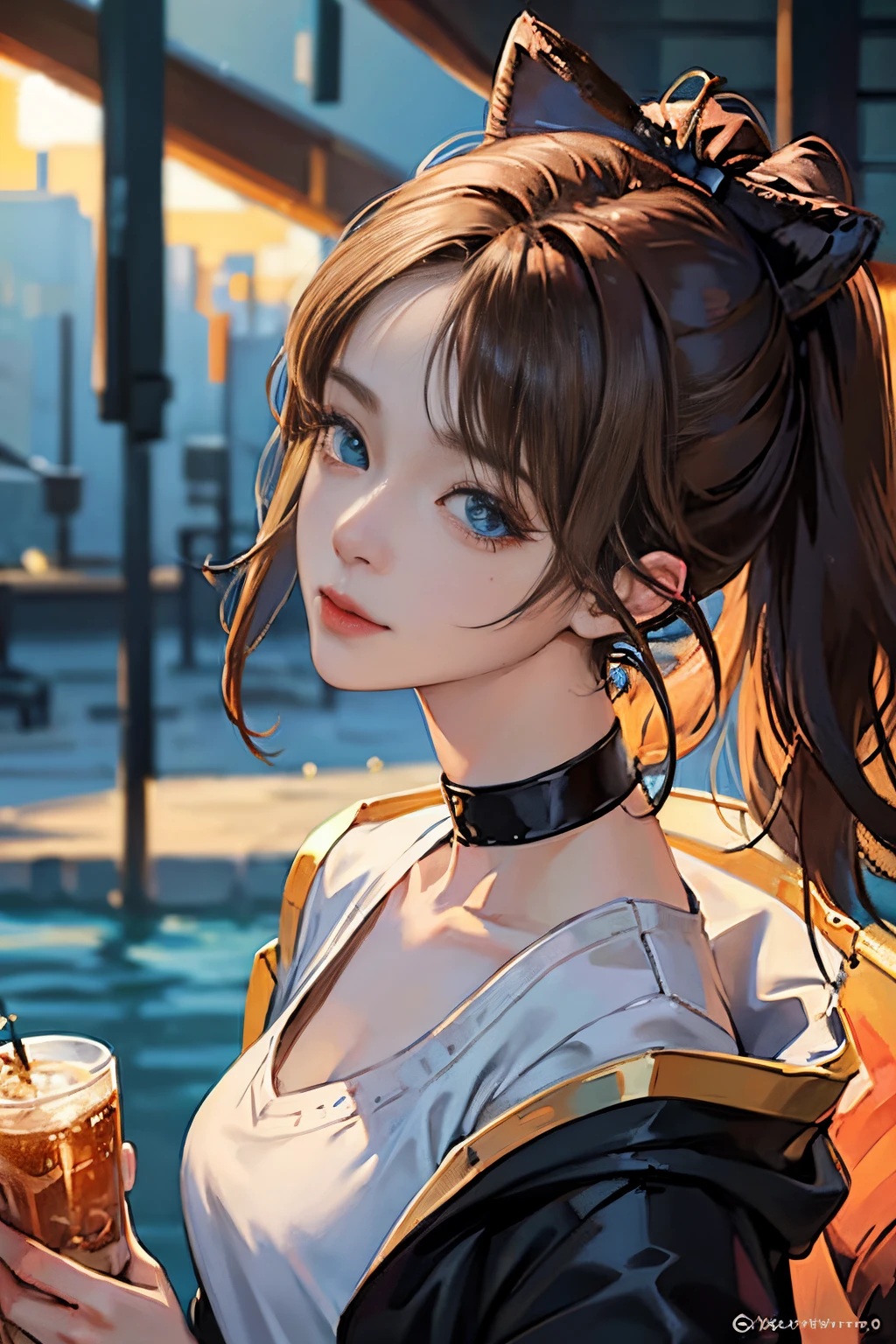 1人の女性、 watching at viewers、
,Her beautiful blue eyes, Twin-tailed brown hair, Moles under her eyes, Plump and glossy lips, Heart-shaped choker, Looking at the viewer, smiling at the viewer. .. .. .. .. .. .. .. .. .. .. .. .. .. .. .. .. .. .. .. .. .. .. .. .. .. .. .. .. .. .. .. .. .. .. .. .。.。.。.。.。.。.。.。.。.。.。.。.。.。.。.。.。.。.。.。.。.。.。.。.。.。.。.。.。.。.。.。.。.。.。.。.。.。.。.。.。.。.。.。.。.。.。.。.。.。.。.。.。.。.。.。.。.。.。.。.3D, cyberpunk style short clothes、Nami Style in Anime One Piece, of the highest quality, 8K, Detailed skin texture, Detailed Cloth Texture, beautifull detailed face, Intricate details, Pirate Ship、
Rim lighting, Side lighting, Cinematic lighting, Ultra high definition, 8K UHD, Film grain, Best Shadows, Delicate, Facing the viewer, gazing at viewer