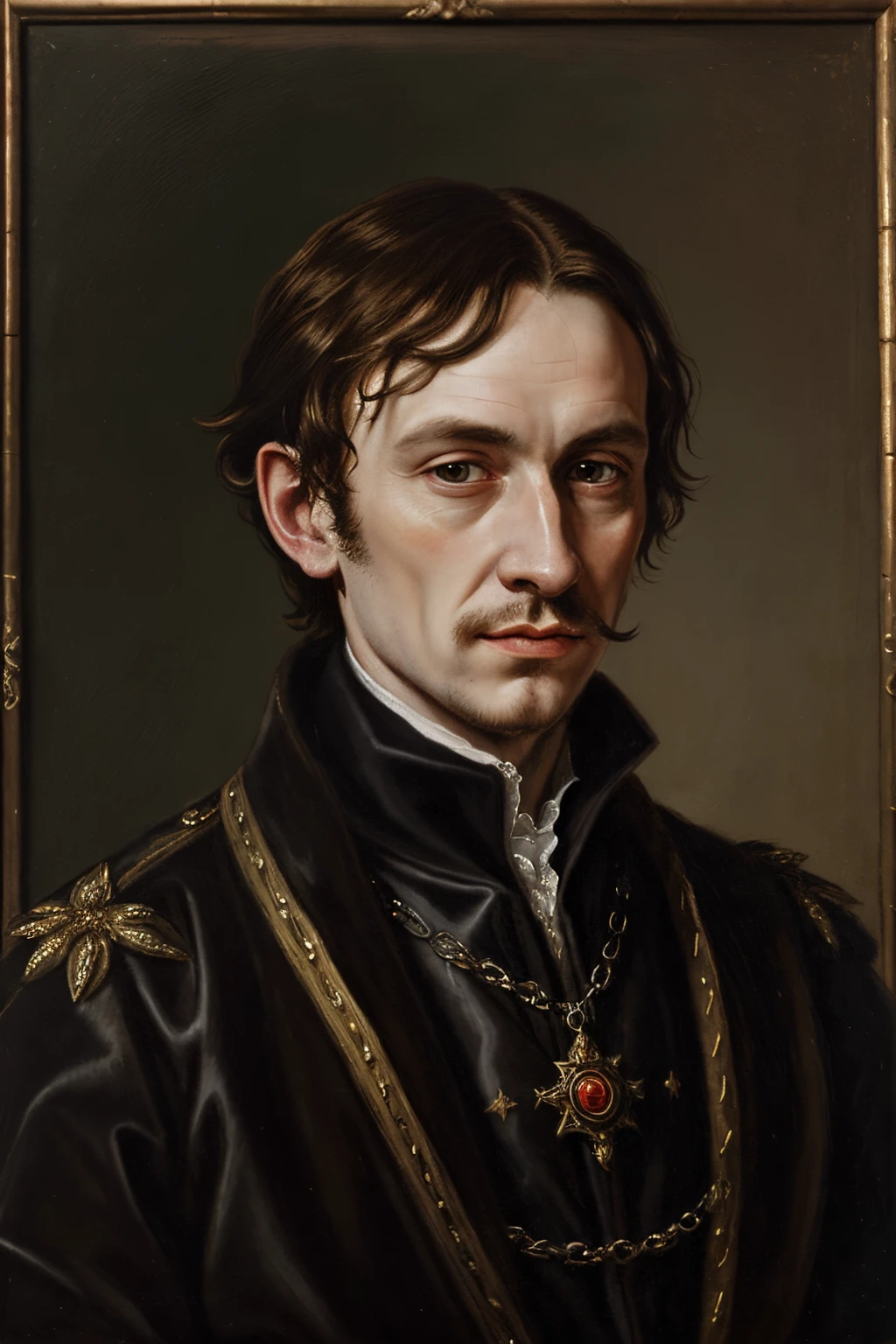 Portrait of a British Lord of 16th century, oil painting, nobleman clothes, Gothic Style