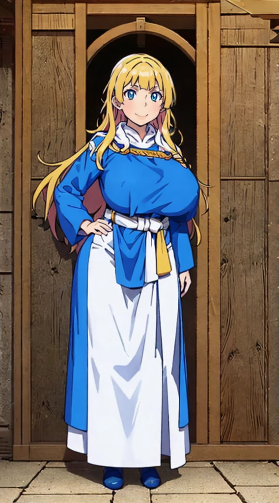 galko,1girl, solo, smile, full body, standing, long skirt, priestess, religious, holy, cute, blush, ,tall female, medieval clothing, white veil, tunic, long skirt,boots, huge brest, curvy,sexy, sensual, volouptouse, thicc, jade green eyes