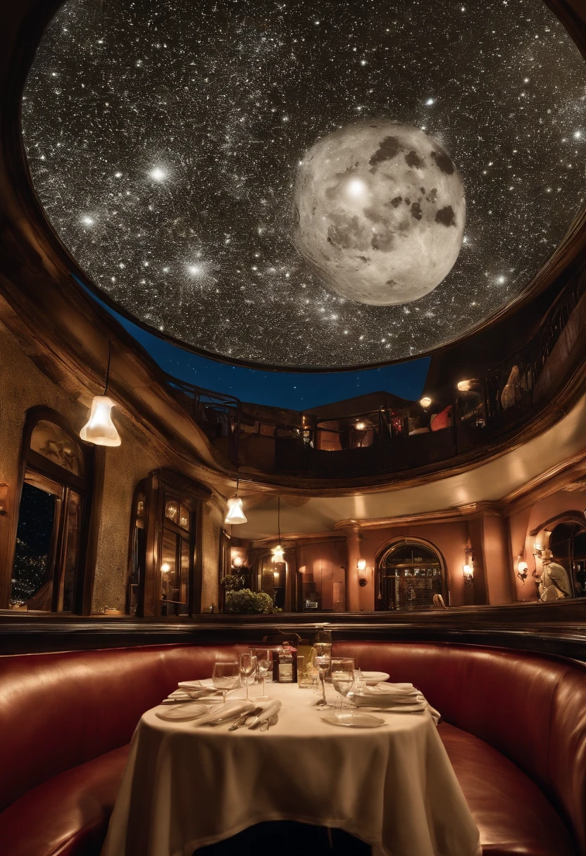 make a photo Woman: "Did you hear about the restaurant on the moon?"
Man: "No, what about it?"
Woman: "Great food, no atmosphere.