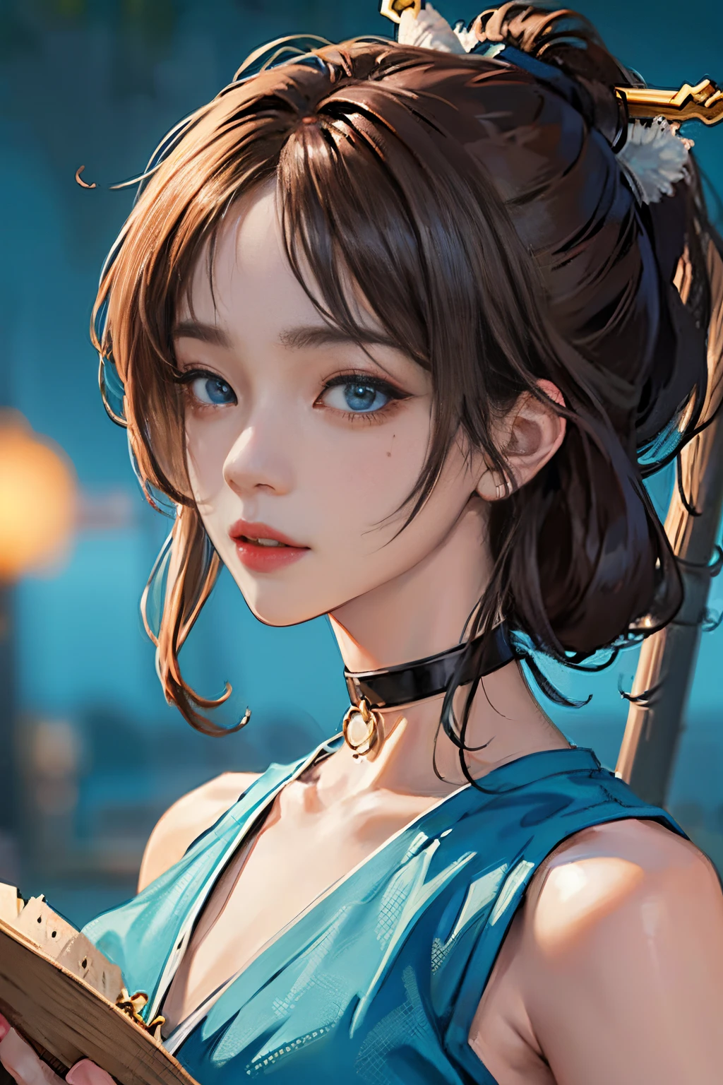1人の女性、 watching at viewers、
,Her beautiful blue eyes, Twin-tailed brown hair, Moles under her eyes, Plump and glossy lips, Heart-shaped choker, Looking at the viewer, smiling at the viewer. .. .. .. .. .. .. .. .. .. .. .. .. .. .. .. .. .. .. .. .. .. .. .. .. .. .. .. .. .. .. .. .. .. .. .. .。.。.。.。.。.。.。.。.。.。.。.。.。.。.。.。.。.。.。.。.。.。.。.。.。.。.。.。.。.。.。.。.。.。.。.。.。.。.。.。.。.。.。.。.。.。.。.。.。.。.。.。.。.。.。.。.。.。.。.。.。.。.。.3D, cyberpunk style short clothes、Nami Style in Anime One Piece, of the highest quality, 8K, Detailed skin texture, Detailed Cloth Texture, beautifull detailed face, Intricate details, Pirate Ship、
Rim lighting, Side lighting, Cinematic lighting, Ultra high definition, 8K UHD, Film grain, Best Shadows, Delicate, Facing the viewer, gazing at viewer