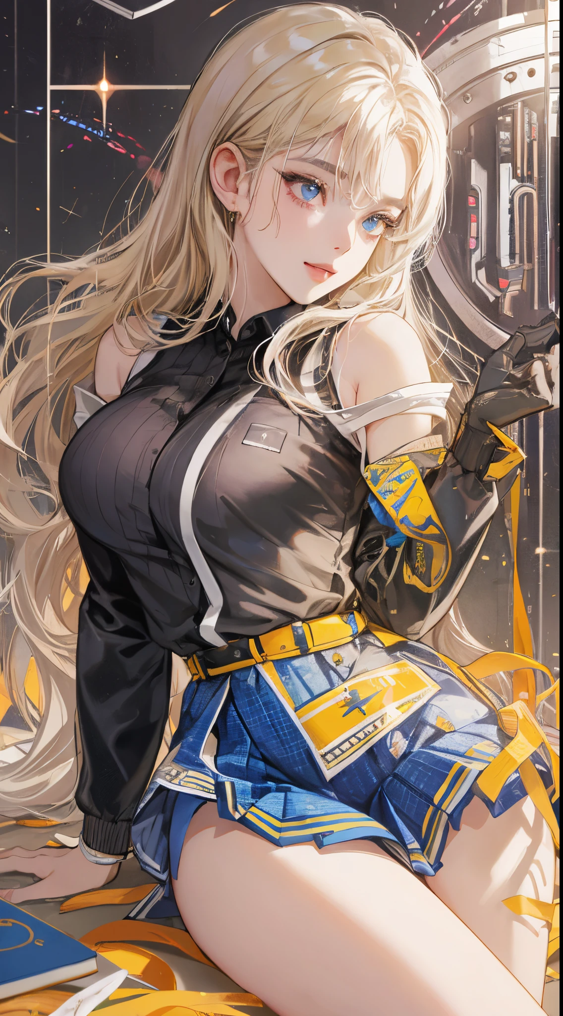 top-quality、realistic touch,high-detail、photoRealstic、、Long body、skirts that are too short、big eye、Her big breasts are so swollen that they threaten to tear her clothes.........、Strong platinum blonde eyelashes、platinum-blonde、Beautie、A sexy、full body Esbian、Sparkling eyes、Submissive smile、Flushed cheeks、Kamimei、thin-waist、Sleeveless、Voluptuous thighs、Enraptured look、shiny rubber material、High school student in blazer