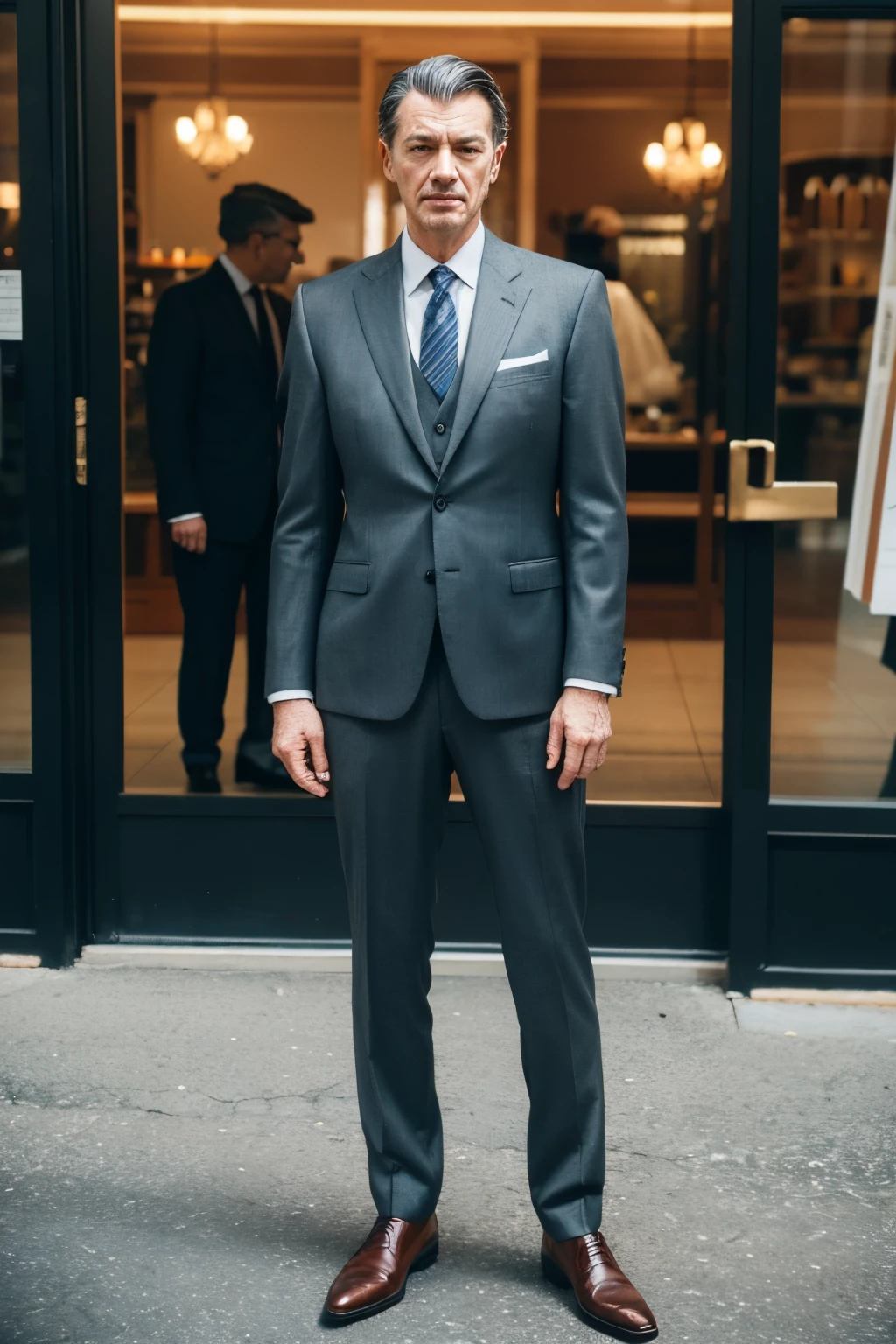stylish suit,in suit,Stiff and old-fashioned,Clean and capable,Casual and stylish,Frontal view,hyperrealism photography,commerciaphotography,Hyper-realistic,hyper HD
