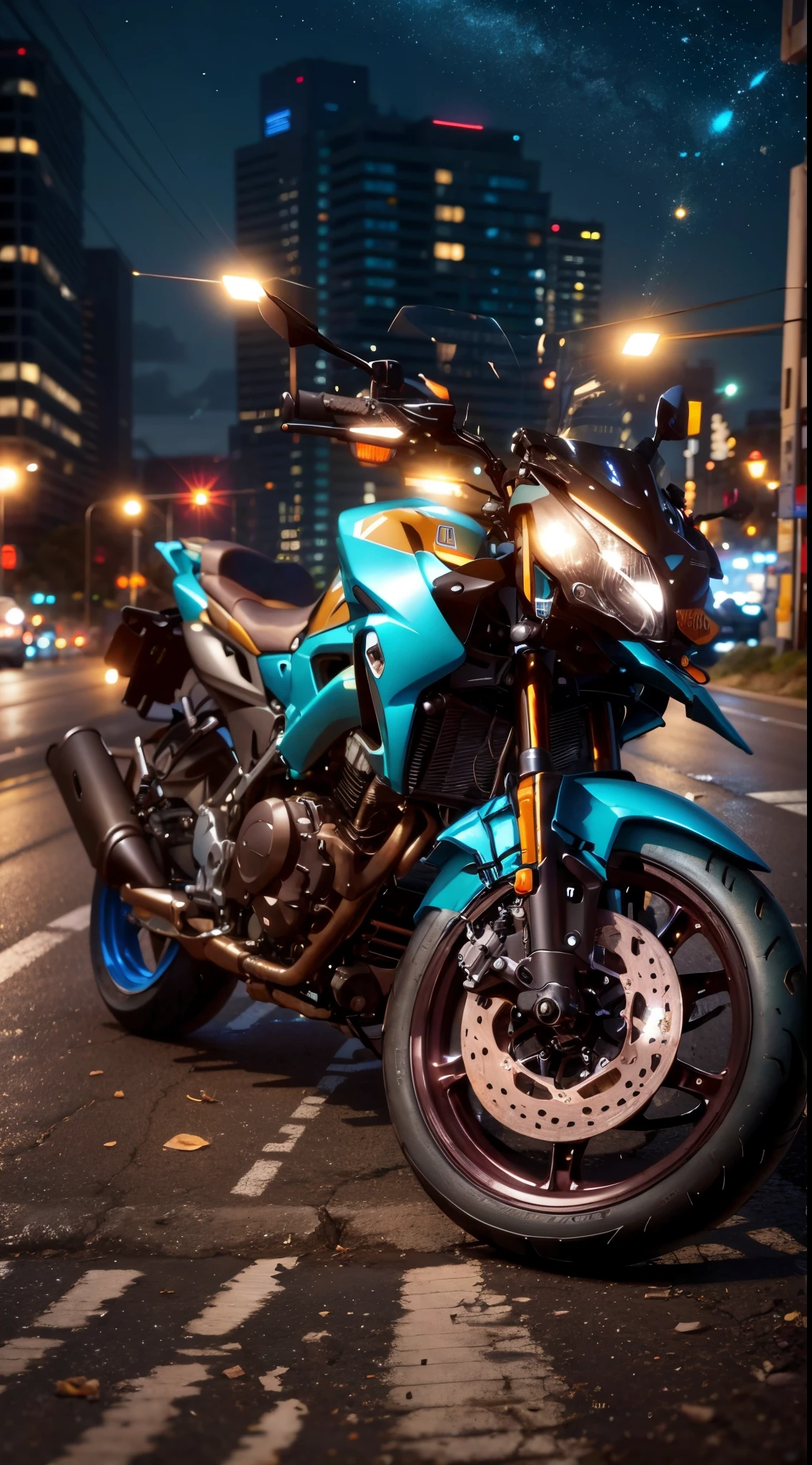 motorcycle parked on the side of the road at night, front side full, front side view, semi realism, touring, 1128x191 resolution, front profile!!!!, unreal enging, taken with the best dlsr camera, frontshot, front side, frontal picture, good face, very sharp!!!, full screen, frontal shot, front lit