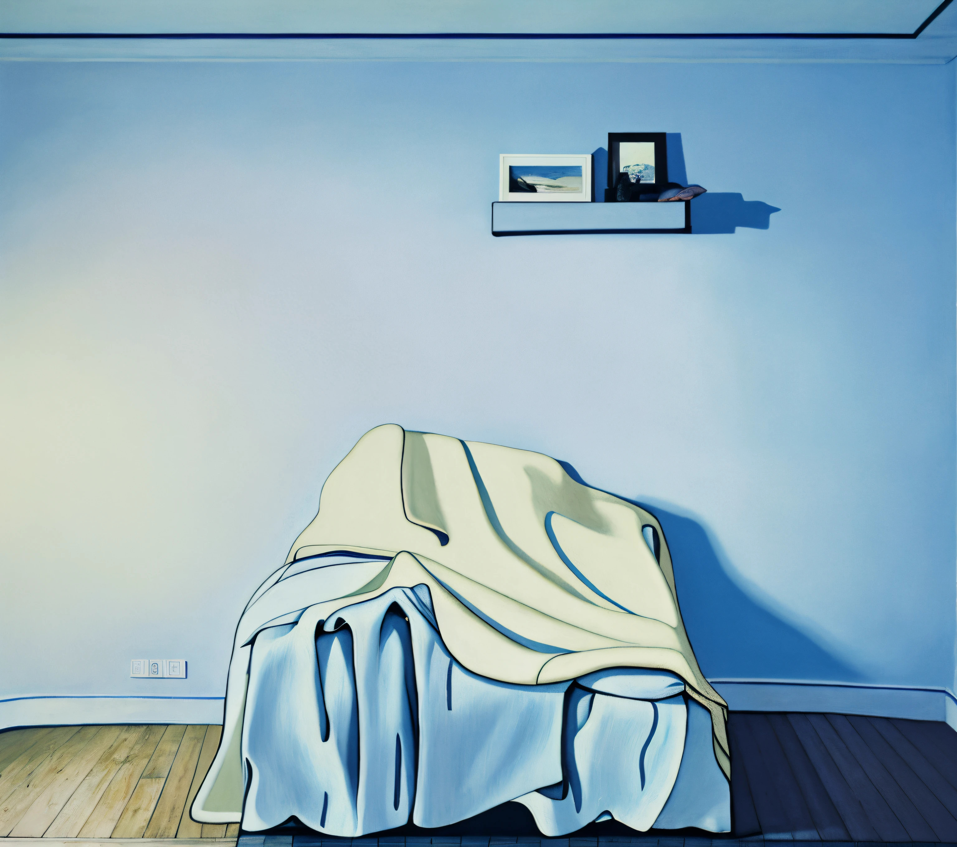 there is a photo of a bed with a blanket, bed room background, in bedroom, Painting the room, inspired by Richard Wilson, inspired by Luc Tuymans, Sketch of a lucid dream, Haunted Bedroom, Room, Personal Room Background, based on Yuan Uglou, Minimalist painting, Unnamed artist'At the same time, If you
