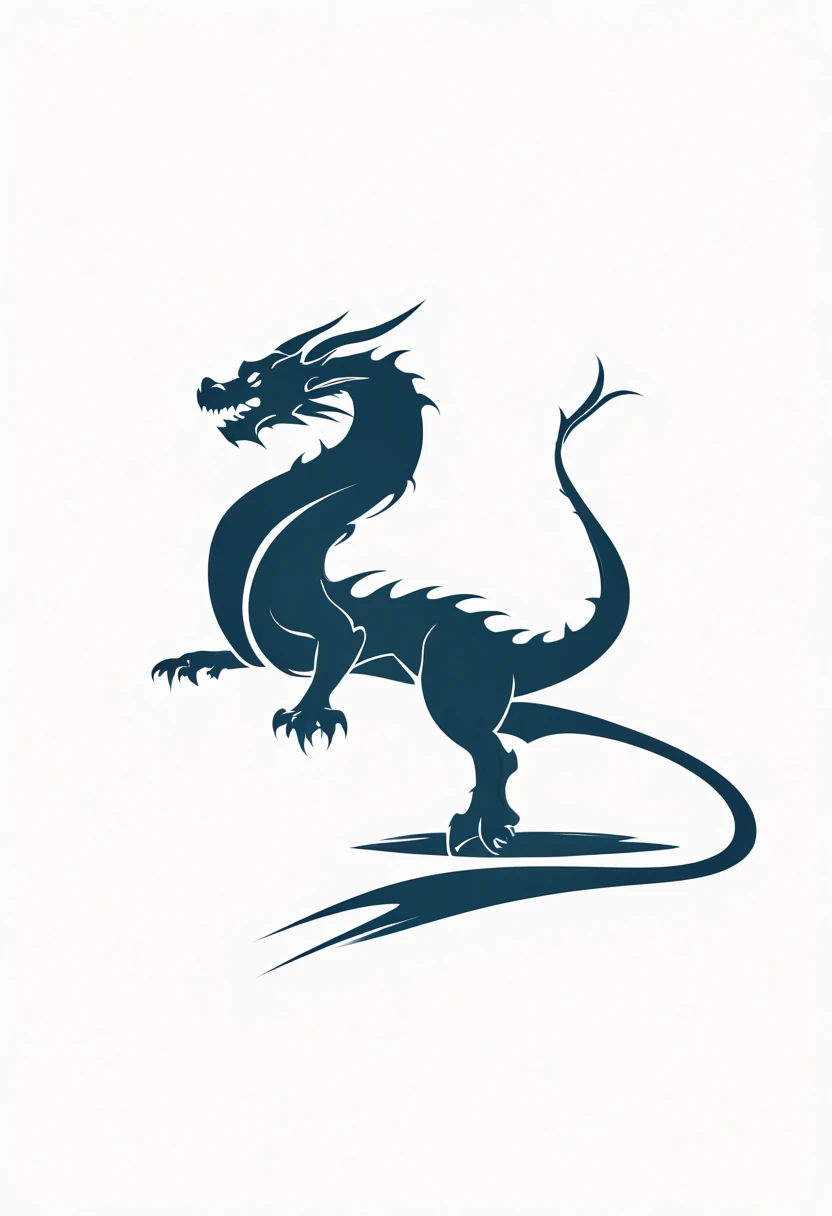 Dragons with a slender body、It's in a circle、１bolt、Abstract、A logo、No text、white backgrounid、Navy blue only、A little pretty