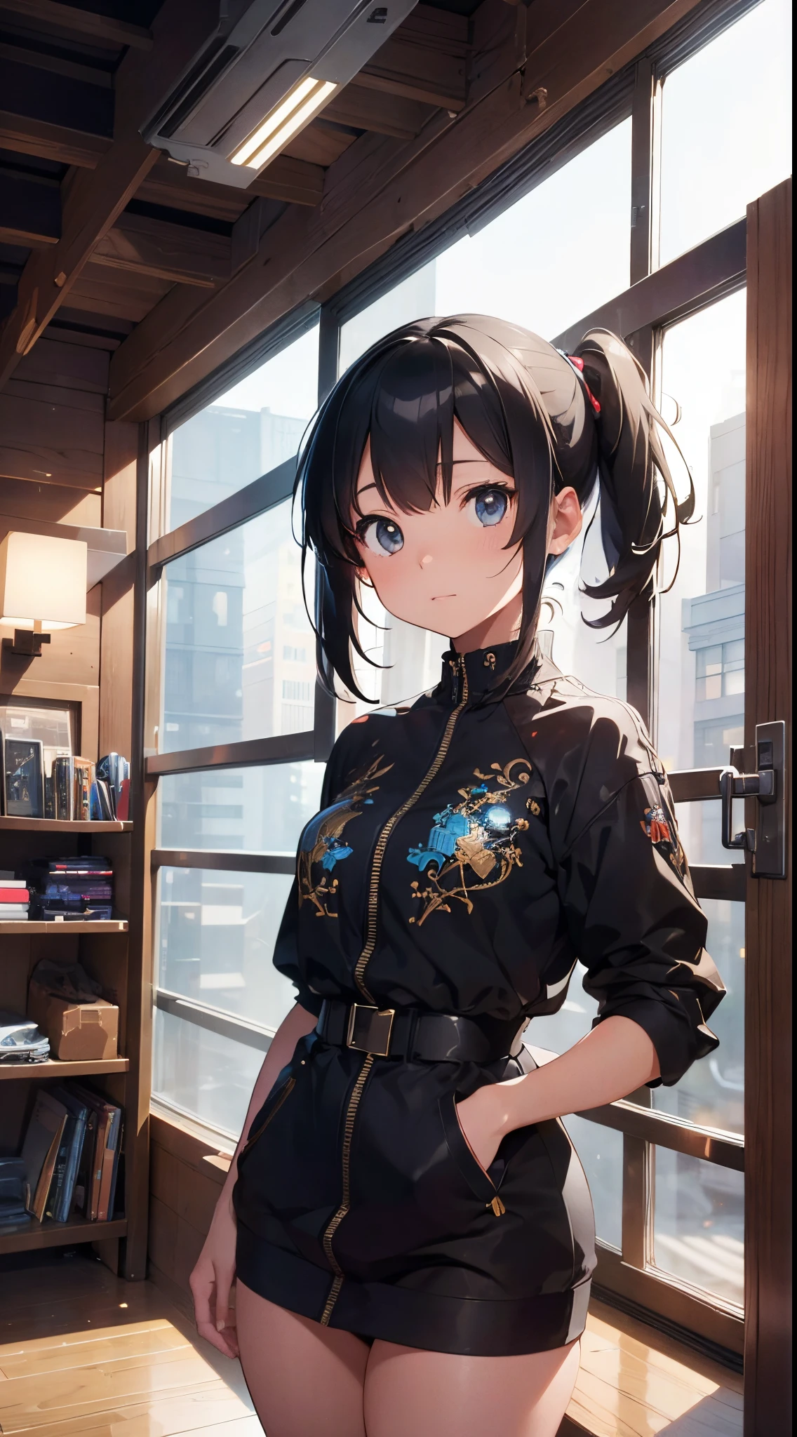 (High resolution 8k), masterpiece, intricate details, Infuse the character with the intricate, mechanical details inspired by Syd Mead's concept art. Merge this with the whimsy of Yoko Honda's style, creating a character that combines the precision of futuristic technology with playful and vibrant elements.