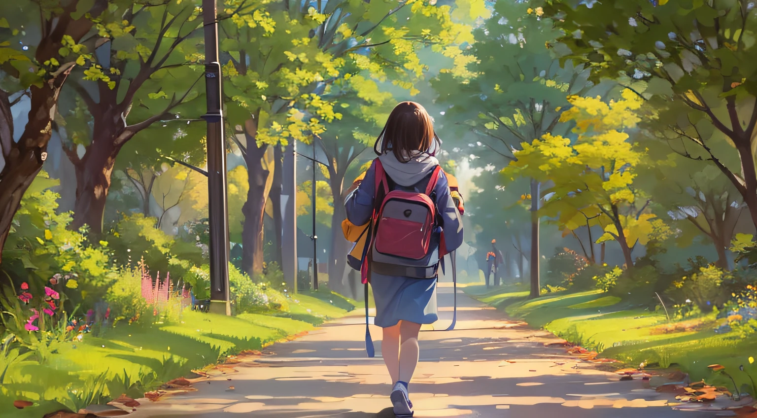 Girl taking a walk in the park
