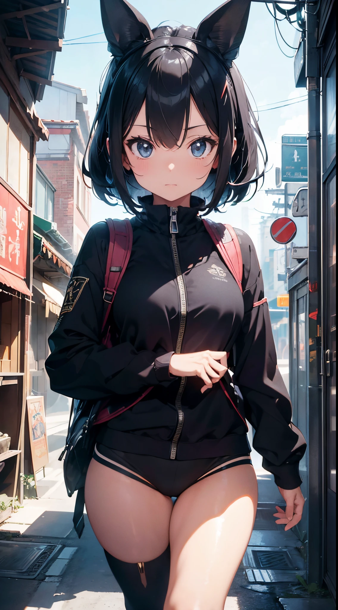 (High resolution 8k), masterpiece, intricate details, Infuse the character with the intricate, mechanical details inspired by Syd Mead's concept art. Merge this with the whimsy of Yoko Honda's style, creating a character that combines the precision of futuristic technology with playful and vibrant elements.