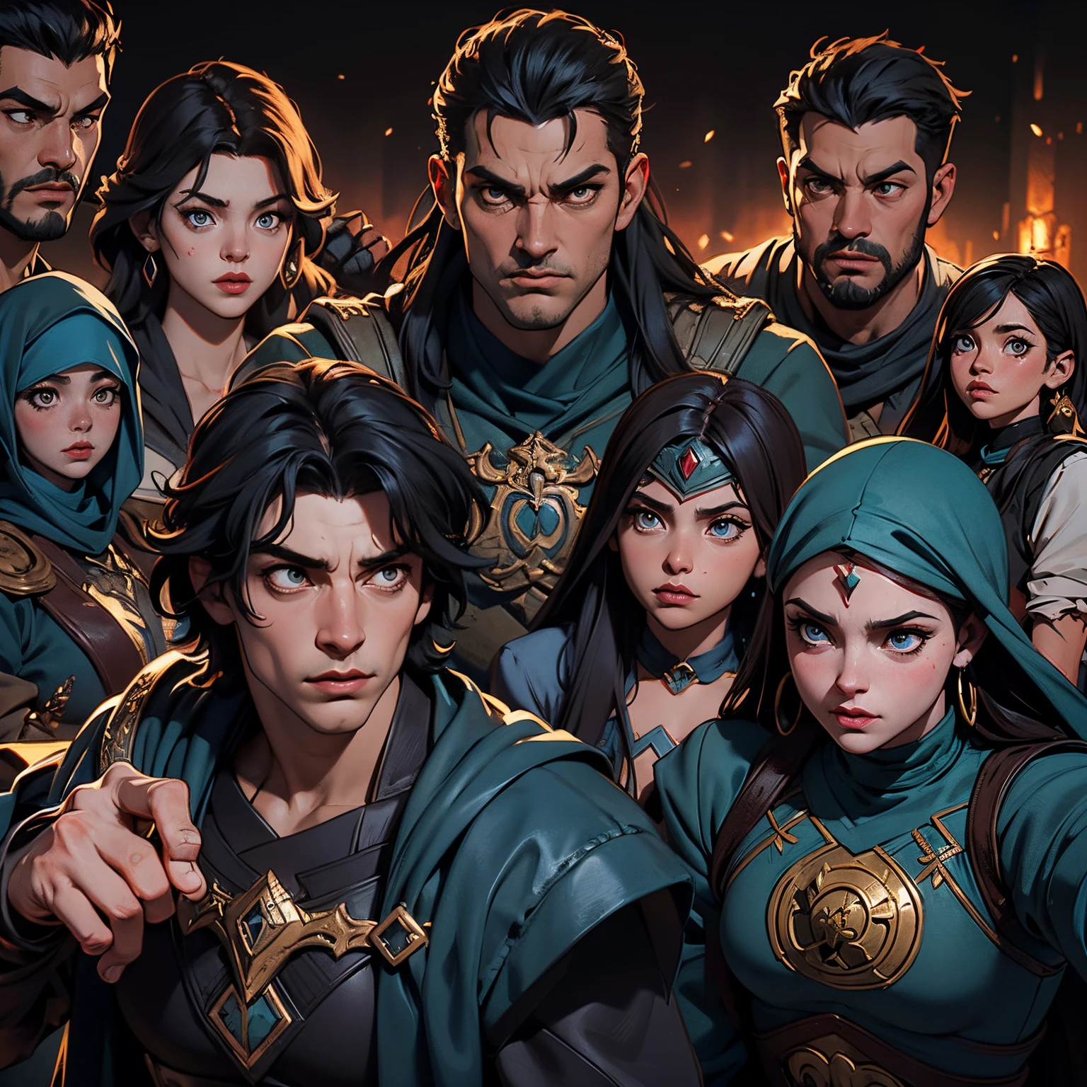 Moroccan Castlevania Shadow Lord of Shadows Islamic hokuto no ken highly detailed faces hyper realistic muscular handsome warrior leading troops army of demons to battle sharp details super detailed Cinematic scene masterpiece