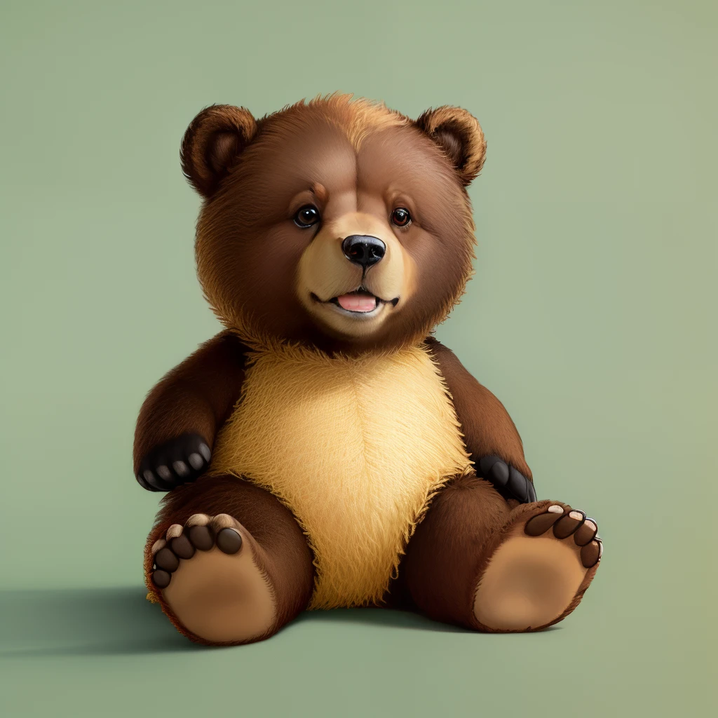A brown cartoon bear，Pretty cute