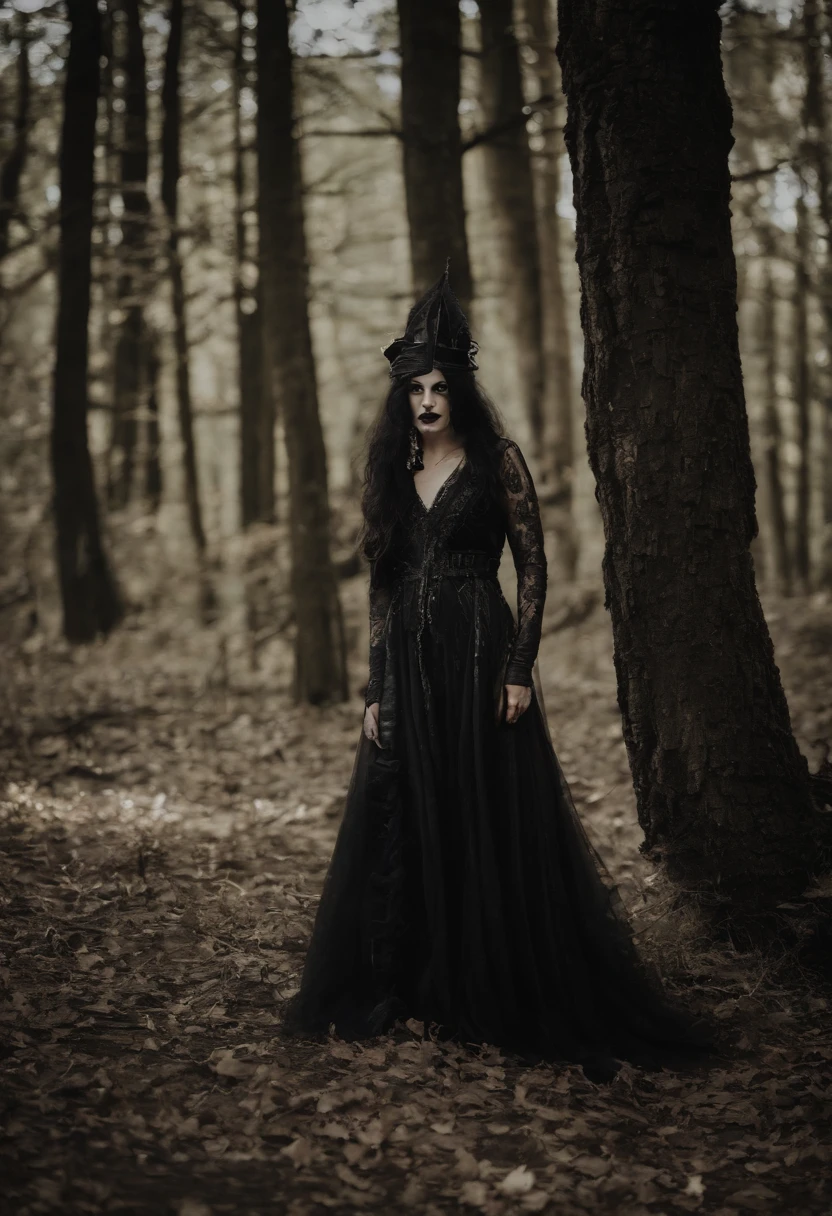 arafed black hair, black lipstick, blood dripping from eyes 👀 woman in a white dress posing next to a tree, horrifying witch with long black hair, white skin, blood dripping from eyes, scars, horns, evil 👿 wearing dark victorian goggles, wearing victorian dark goggles, as a medieval fantasy character, dark witch headdress, wearing victorian goggles, evil fire sorceress in the woods, dressed in a medieval lacy, witchy clothing, witch in the woods, wearing gothic accessories