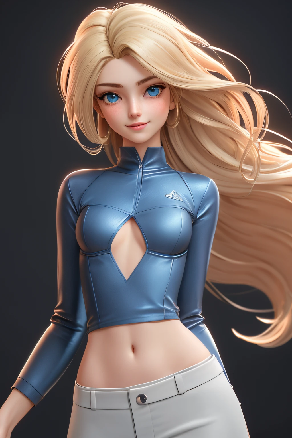 close up 1girl in,18yo, ager, Solo, Aesthetic artwork, blond, straight blonde hair, super long blonde hair, light blue eyes, some small freckles, pale skin, A-cup, small breasts, runners body, (thin hips, thin waist: 1.25), detailed skin, shy smile, (she is wearing Misty costume from pokemon), 50mm, 4k textures, soft cinematic light, RAW intricate, elegant, highly detailed, sharp focus, ((((cinematic look)))), soothing tones, insane details, intricate details, hyperdetailed, low contrast, soft cinematic light, dim colors, exposure blend, hdr, faded