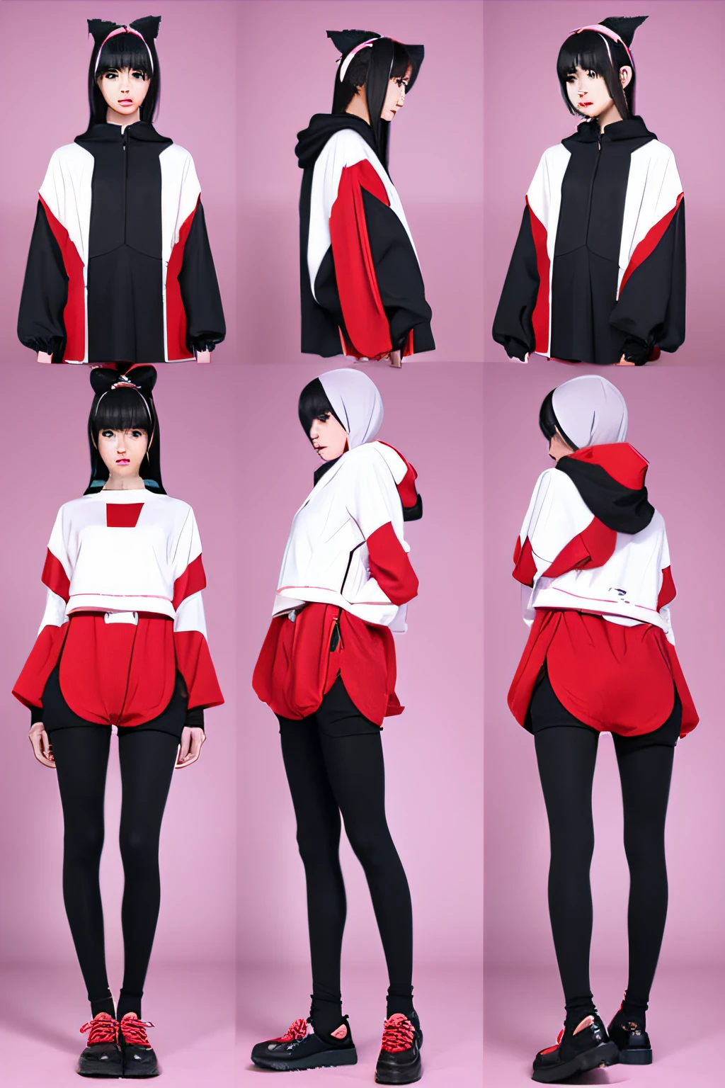 Three-sided view of VTuber、Full body standing picture、Anime style、Best Quality