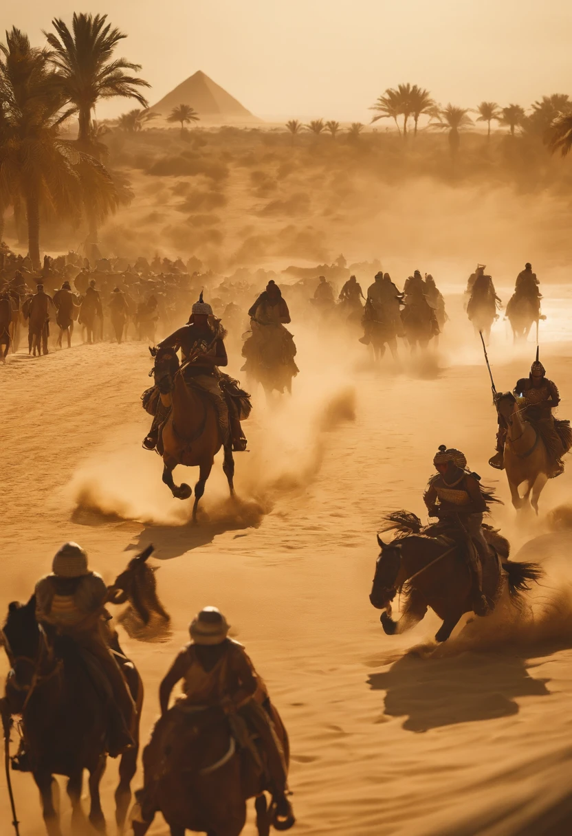 Pharaoh&#39;troop、Horseback riding team、tank 、A large army is approaching、On the beach