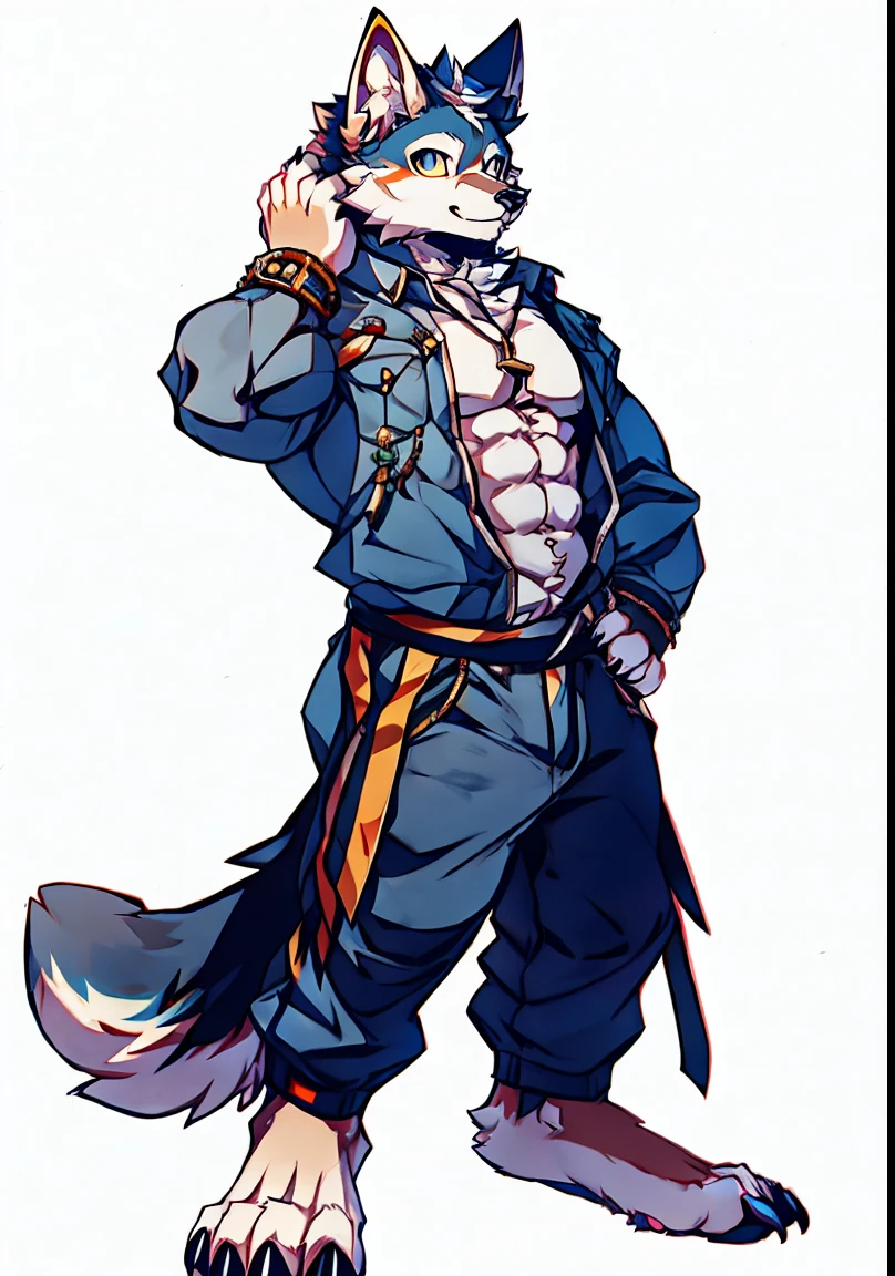 Human-wolf,Muscular,Full Body Furry,paws with claws,pass upright