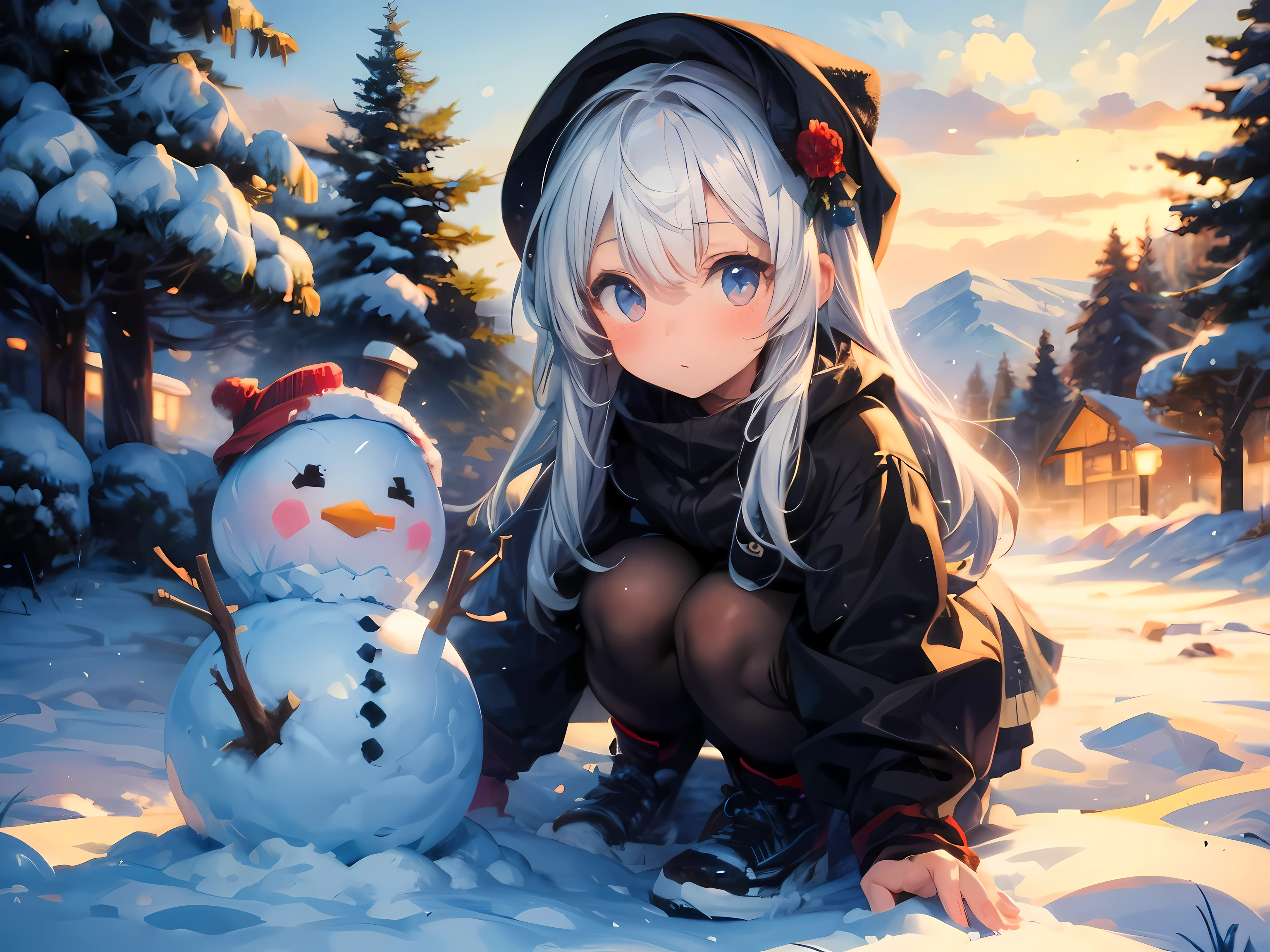 (masterpiece), (best quality), 1girls, snowman, pixel art,moyou,1girl,White hair,loli,petety,masterpiece,best quality,