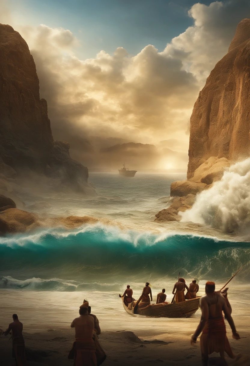 Swallowed by tsunamis left and right、Pharaoh'troop、caught in the tsunami、Pharaoh'the army was wiped out