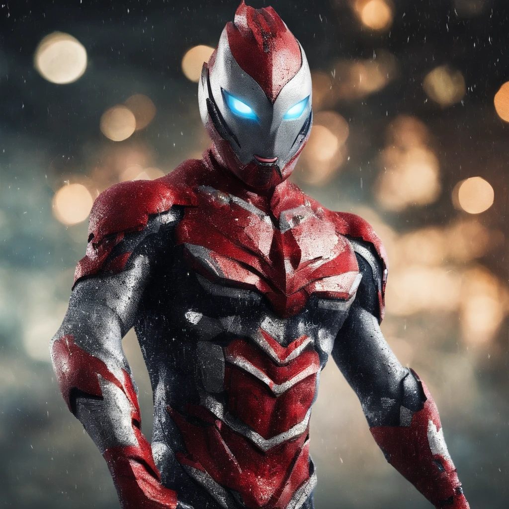 [ Amazing | astounding | delicated ] Ultraman&#39;s portrait ，[Visually inspect the audience] （Best quality， tmasterpiece）， 1人，combat scene， City smoke background，（Clear and complex lines）[dot paper effect]，Ultra-clear image quality，32K，long-focus。