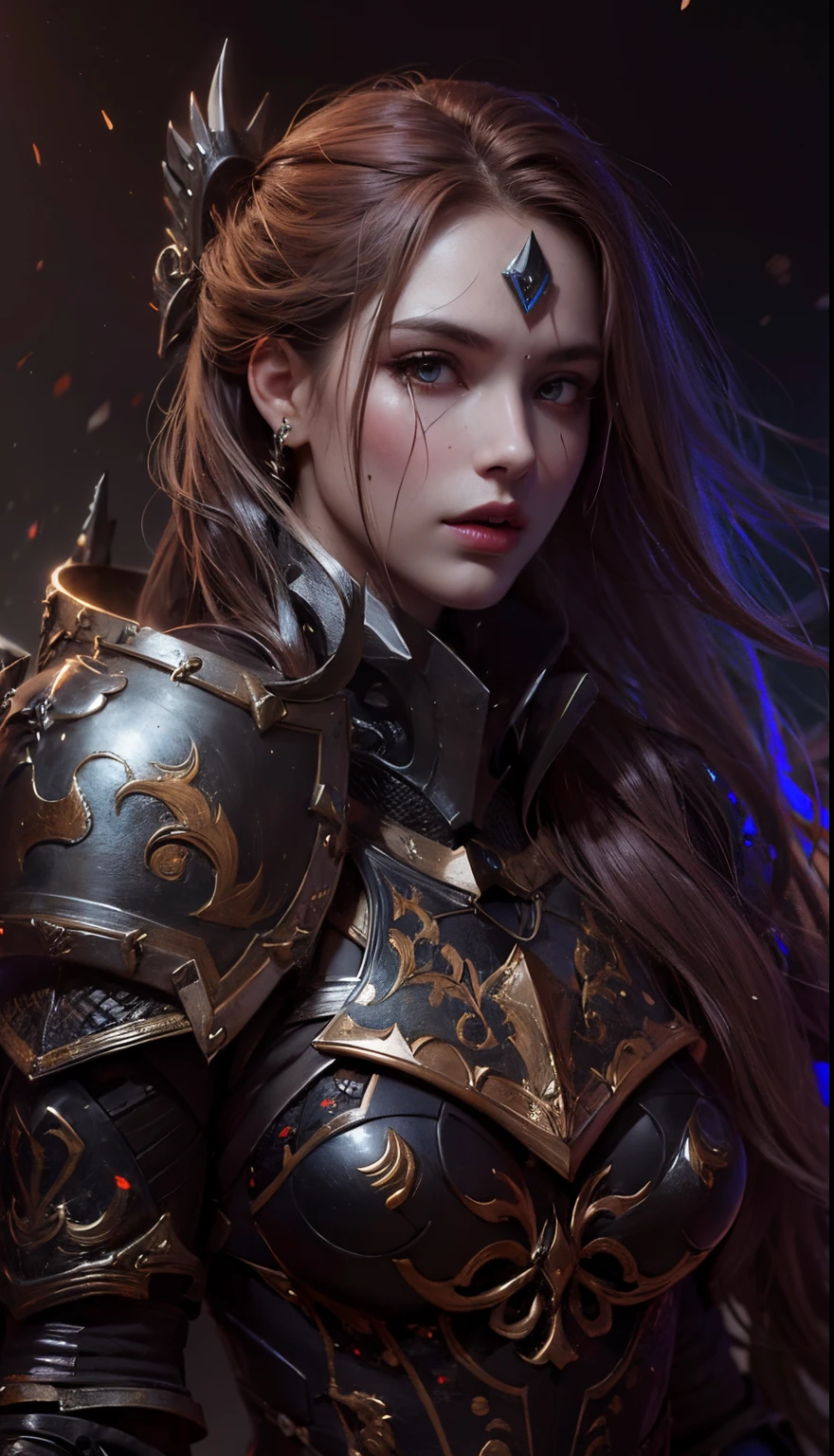 Beauty girl in darker full armor