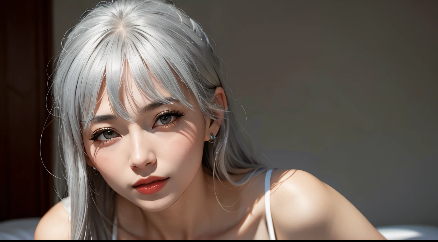 Silver-haired woman in dress, 1Woman, 独奏, sun dress, Photorealistic, Realism, Realistic, human