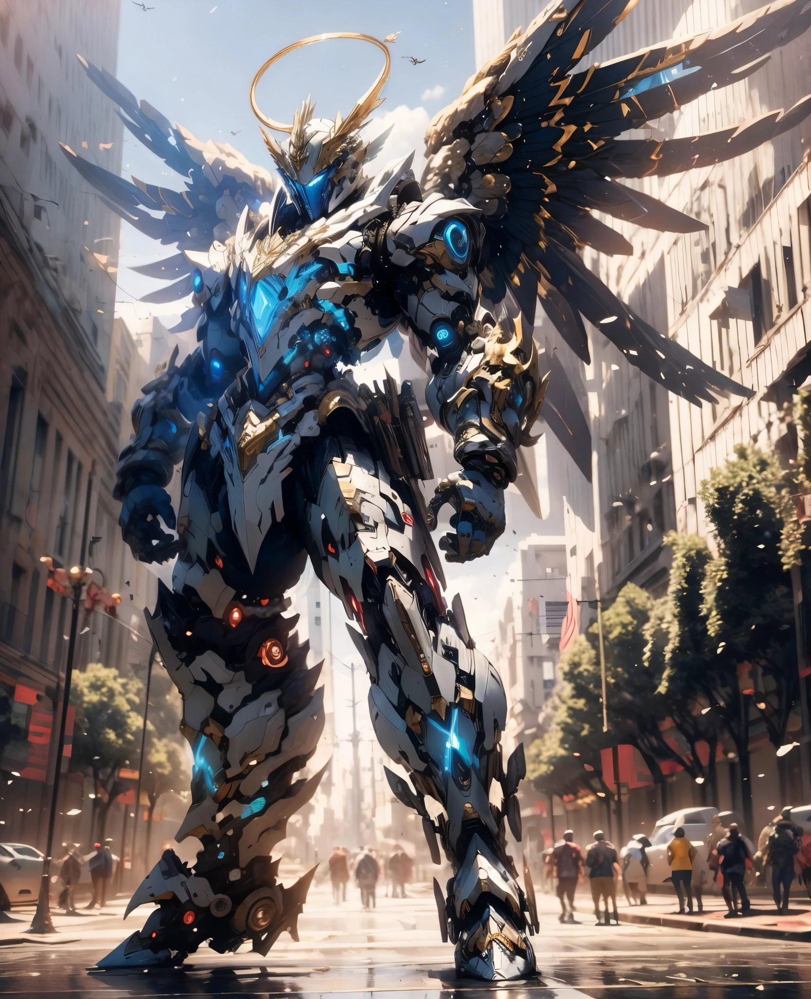 Cyborg angel king, epic, HDR, hyper-detailing, cinematic ligh