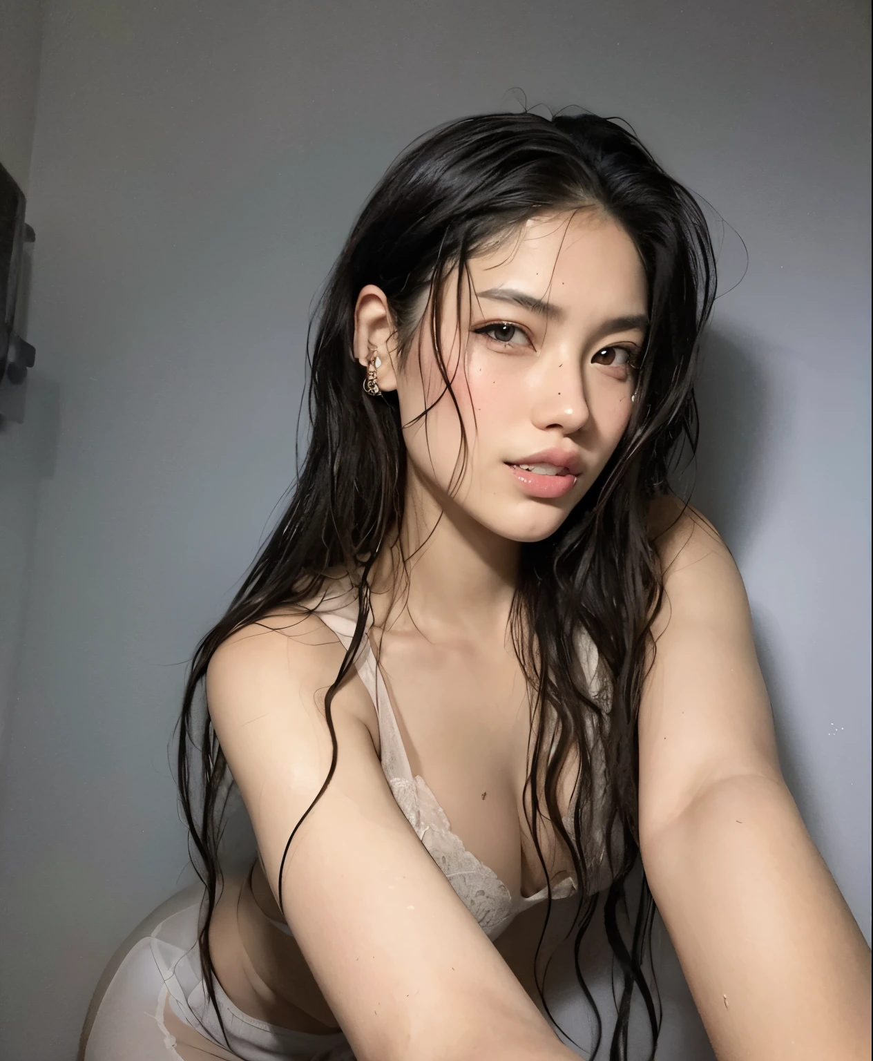 arafed asian woman sitting in a bathroom with wet hair, Modelo de Instagram, Cindy Avelino, Gemma Chen, 2 4 year old female model, Cara sexy, Sha Xi, Bella Hadid, cabello mojado, Julia Sarda, Retrato Sophie Mudd, hermosa poarch, Wenfei Ye, japanese model, Hermosa modelo china, Xision Wu, wet look
