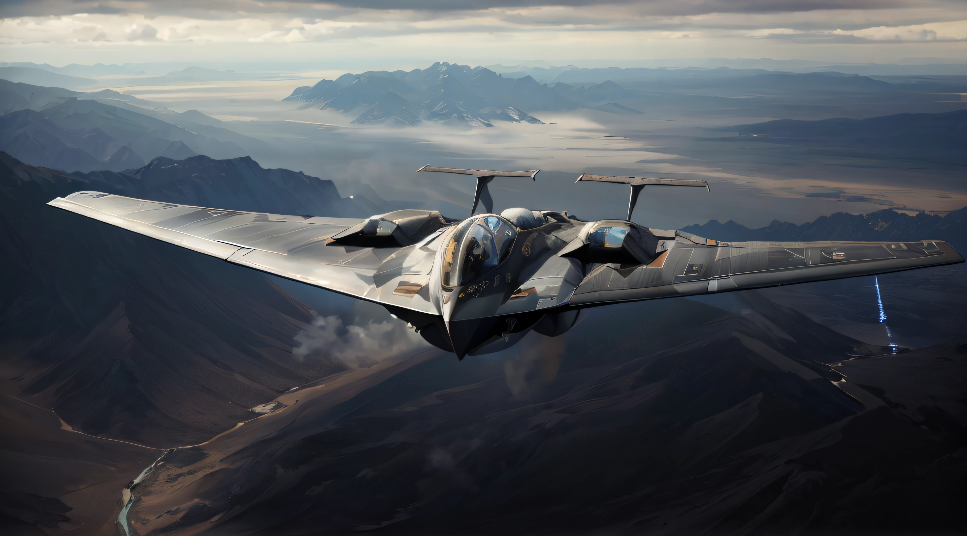 arafed view of a fighter jet flying in the sky, b - 2 bomber, 4 k hd wallpaper c 1 7, aircraft, lockheed concept art, us airforce, 5th gen fighter, boeing concept art, close establishing shot, acecombat, f / 2 2, f/22, military drone, 8k render”, stealth, boeing concept art painting